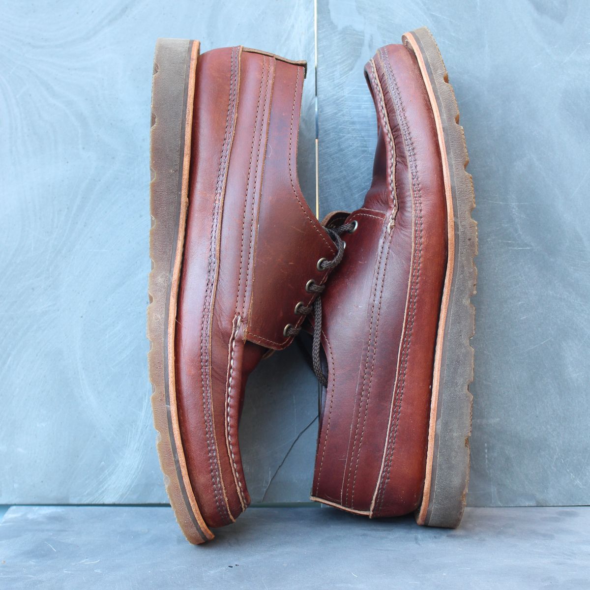 Photo by polishengineering on November 4, 2025 of the Russell Moccasin Co. Fishing Oxford in Seidel British Tan Double Shot.