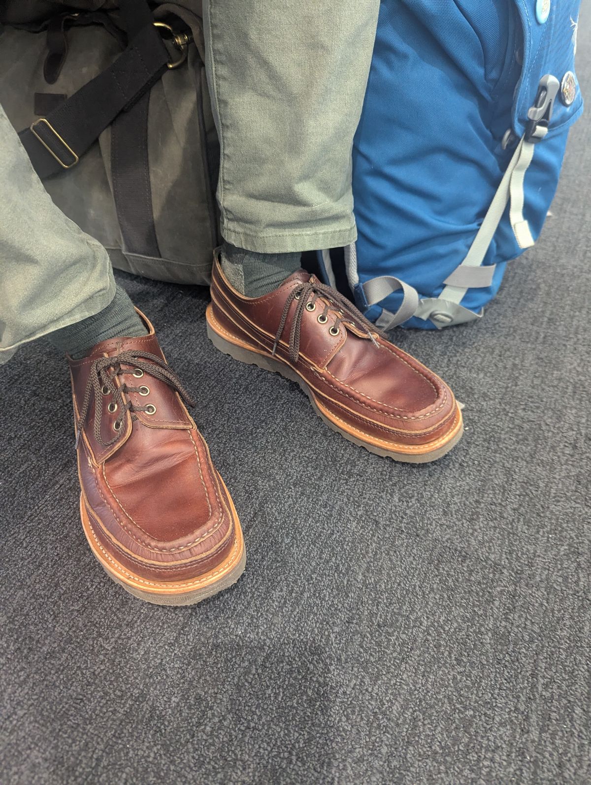 Photo by polishengineering on November 9, 2025 of the Russell Moccasin Co. Fishing Oxford in Seidel British Tan Double Shot.