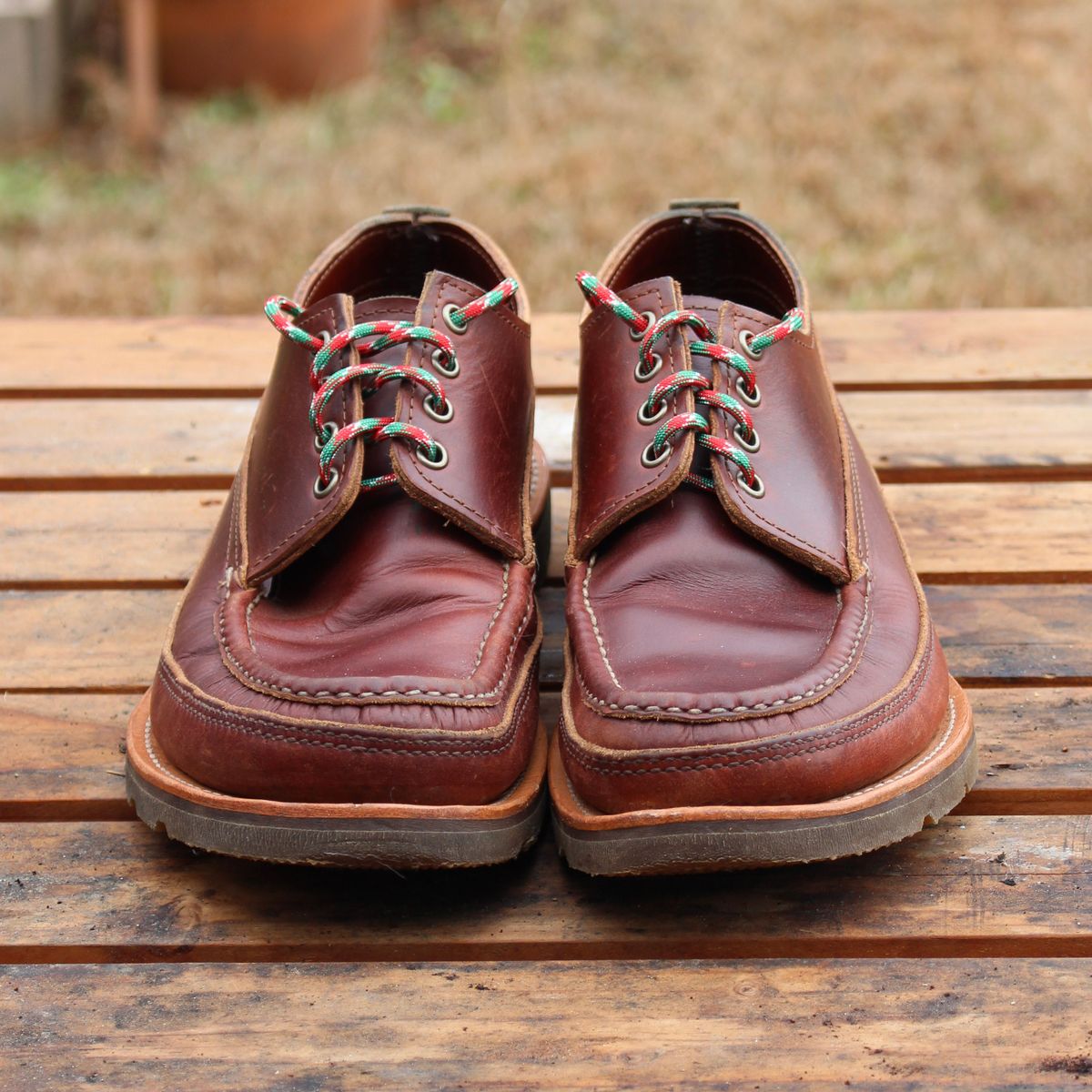 Photo by polishengineering on December 4, 2025 of the Russell Moccasin Co. Fishing Oxford in Seidel British Tan Double Shot.