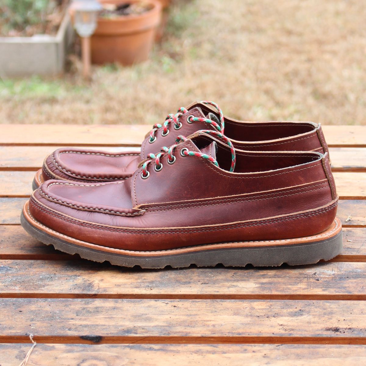 Photo by polishengineering on December 4, 2025 of the Russell Moccasin Co. Fishing Oxford in Seidel British Tan Double Shot.