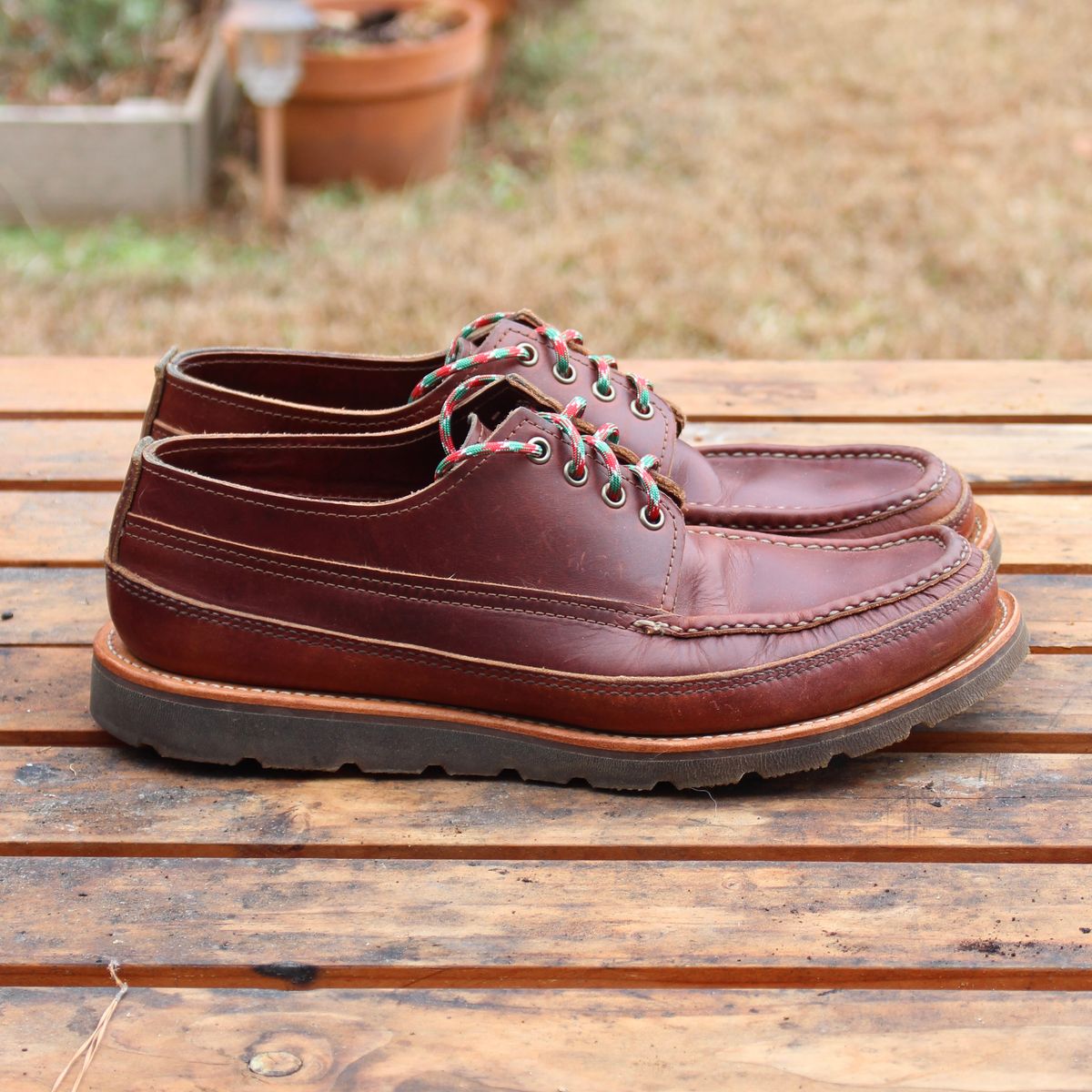 Photo by polishengineering on December 4, 2025 of the Russell Moccasin Co. Fishing Oxford in Seidel British Tan Double Shot.