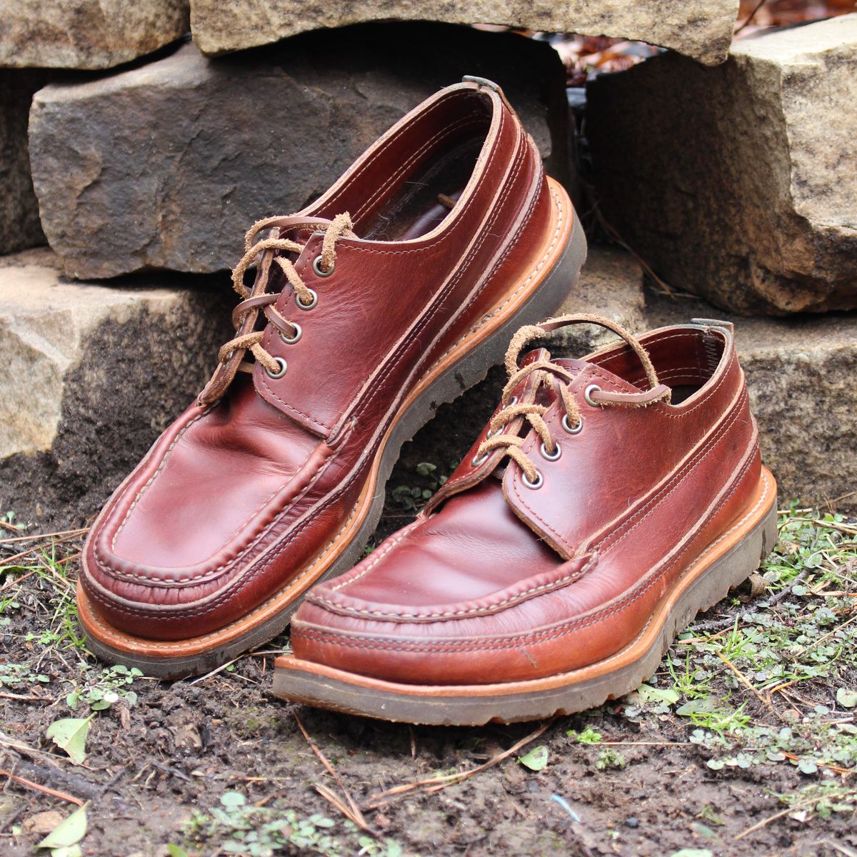 Photo by polishengineering on February 4, 2026 of the Russell Moccasin Co. Fishing Oxford in Seidel British Tan Double Shot.