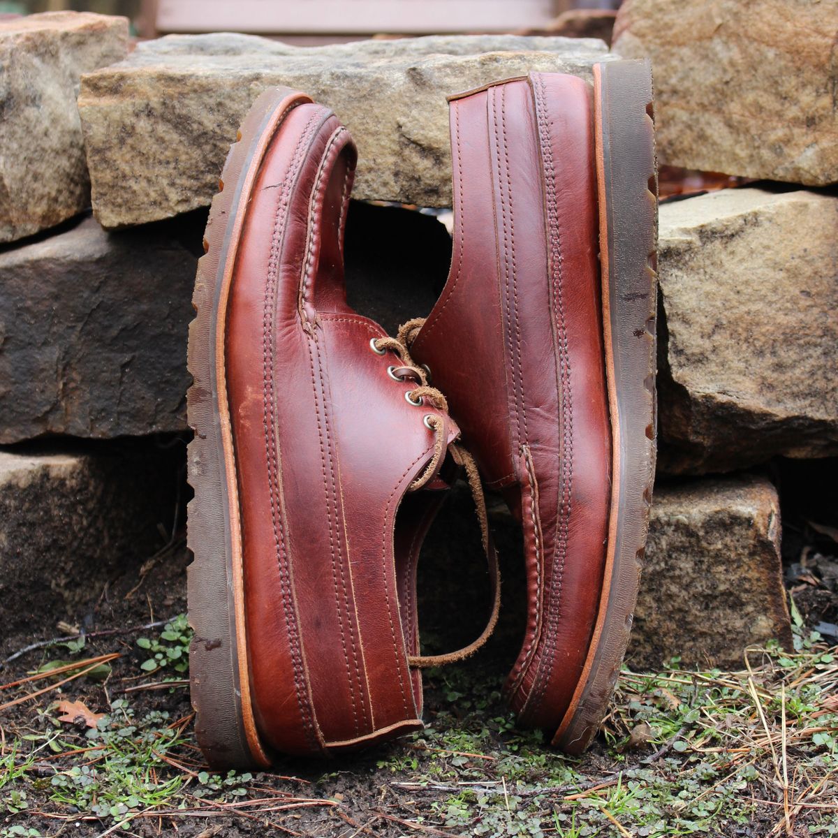 Photo by polishengineering on February 4, 2026 of the Russell Moccasin Co. Fishing Oxford in Seidel British Tan Double Shot.