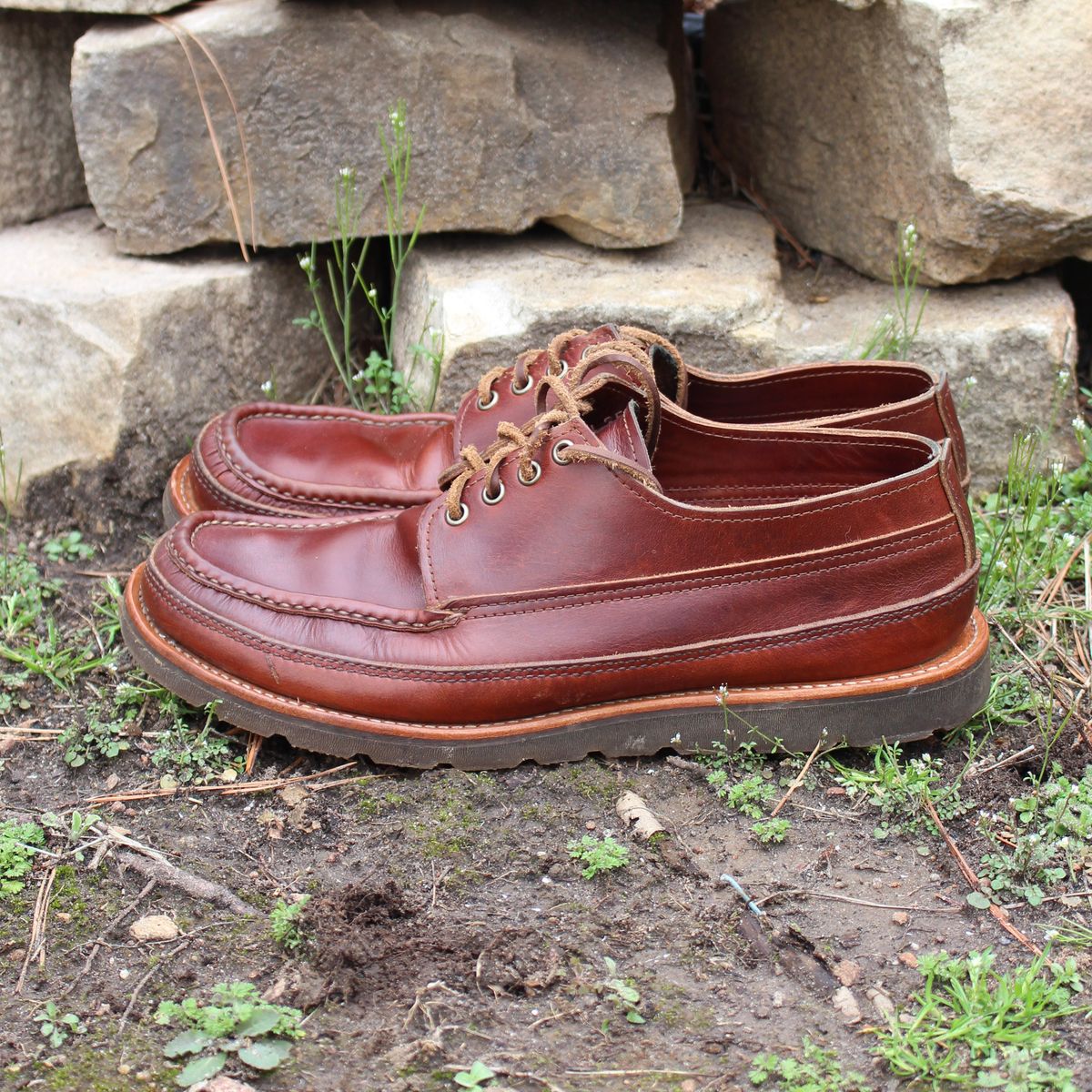 Photo by polishengineering on March 2, 2026 of the Russell Moccasin Co. Fishing Oxford in Seidel British Tan Double Shot.