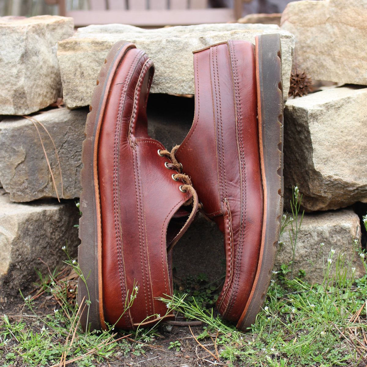 Photo by polishengineering on March 2, 2026 of the Russell Moccasin Co. Fishing Oxford in Seidel British Tan Double Shot.