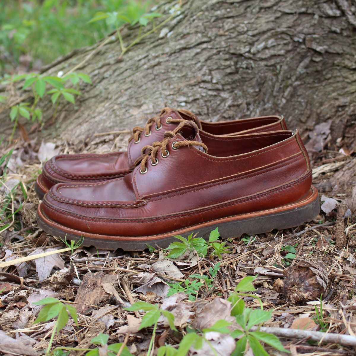 Photo by polishengineering on April 4, 2026 of the Russell Moccasin Co. Fishing Oxford in Seidel British Tan Double Shot.