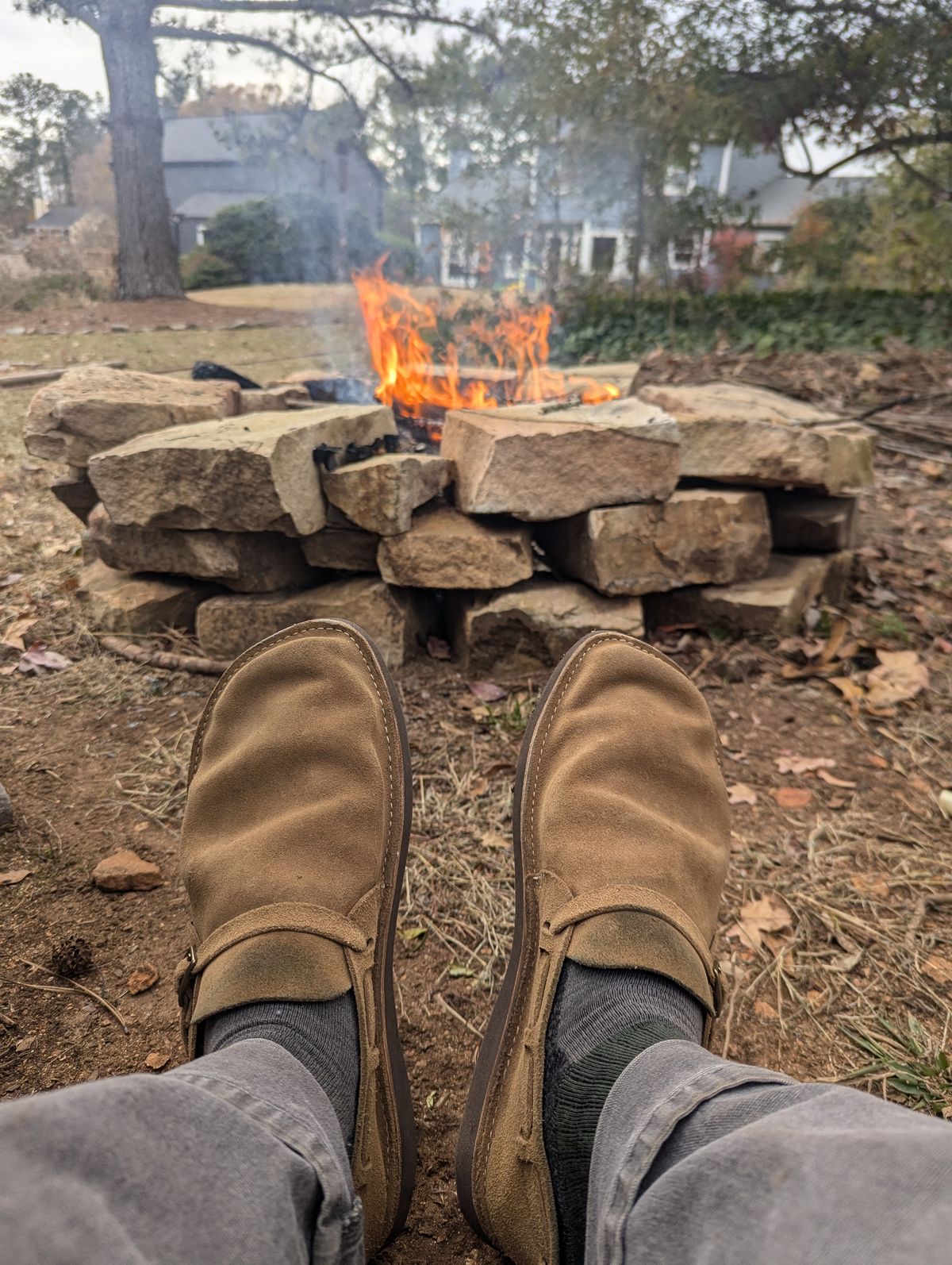 Photo by polishengineering on December 8, 2024 of the Oak Street Bootmakers Country Loafer in Horween Natural Chromexcel Roughout.