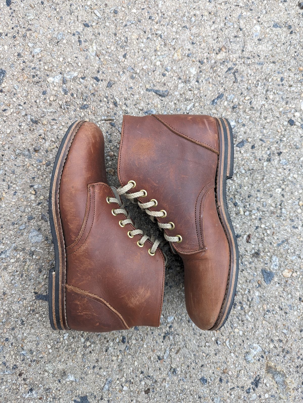 Photo by polishengineering on January 4, 2024 of the Nicks x Zimmerman Kids Work Boots in Seidel 1964 Brown.