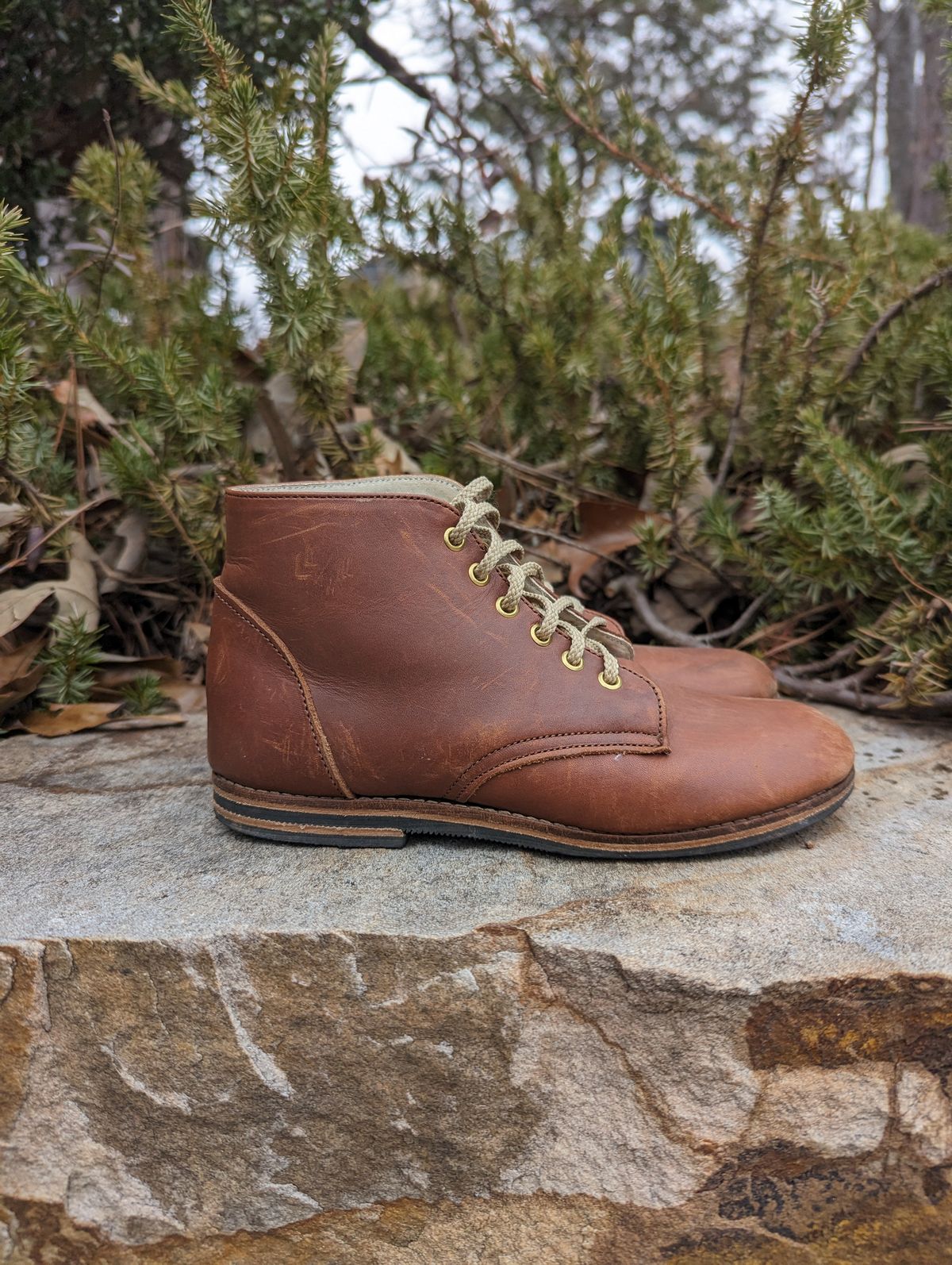 Photo by polishengineering on January 4, 2024 of the Nicks x Zimmerman Kids Work Boots in Seidel 1964 Brown.