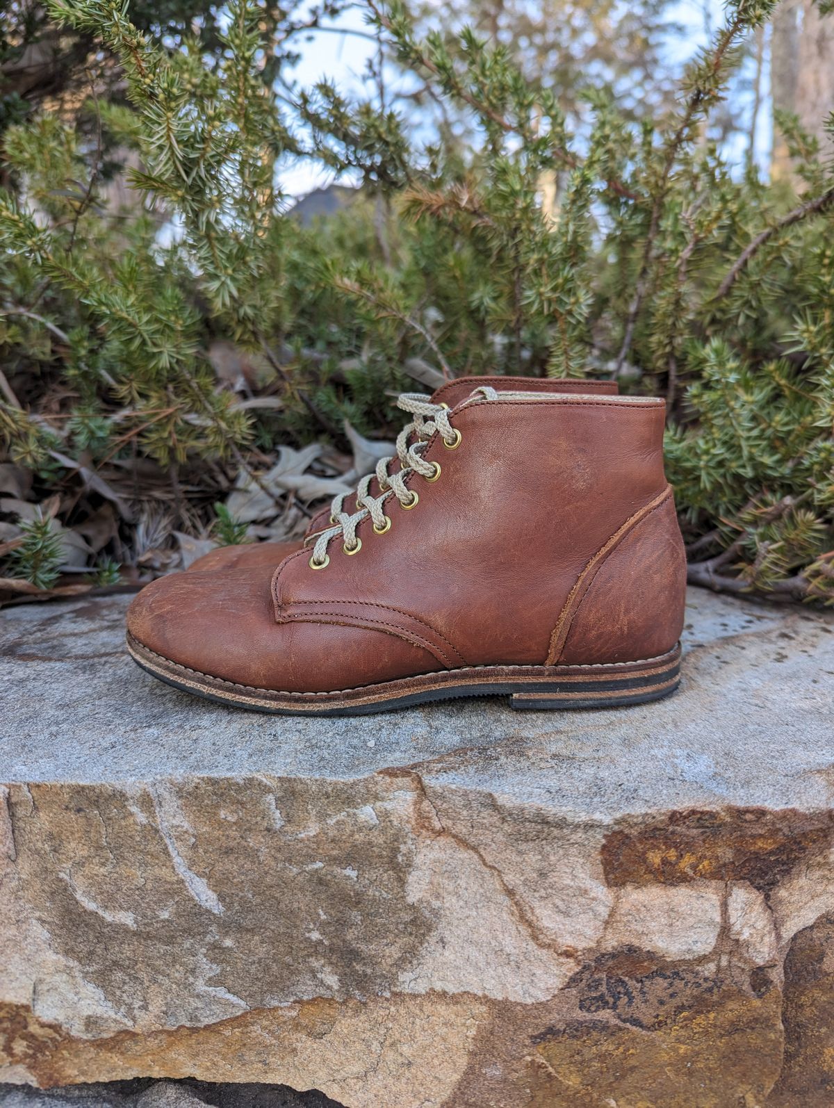 Photo by polishengineering on March 4, 2024 of the Nicks x Zimmerman Kids Work Boots in Seidel 1964 Brown.