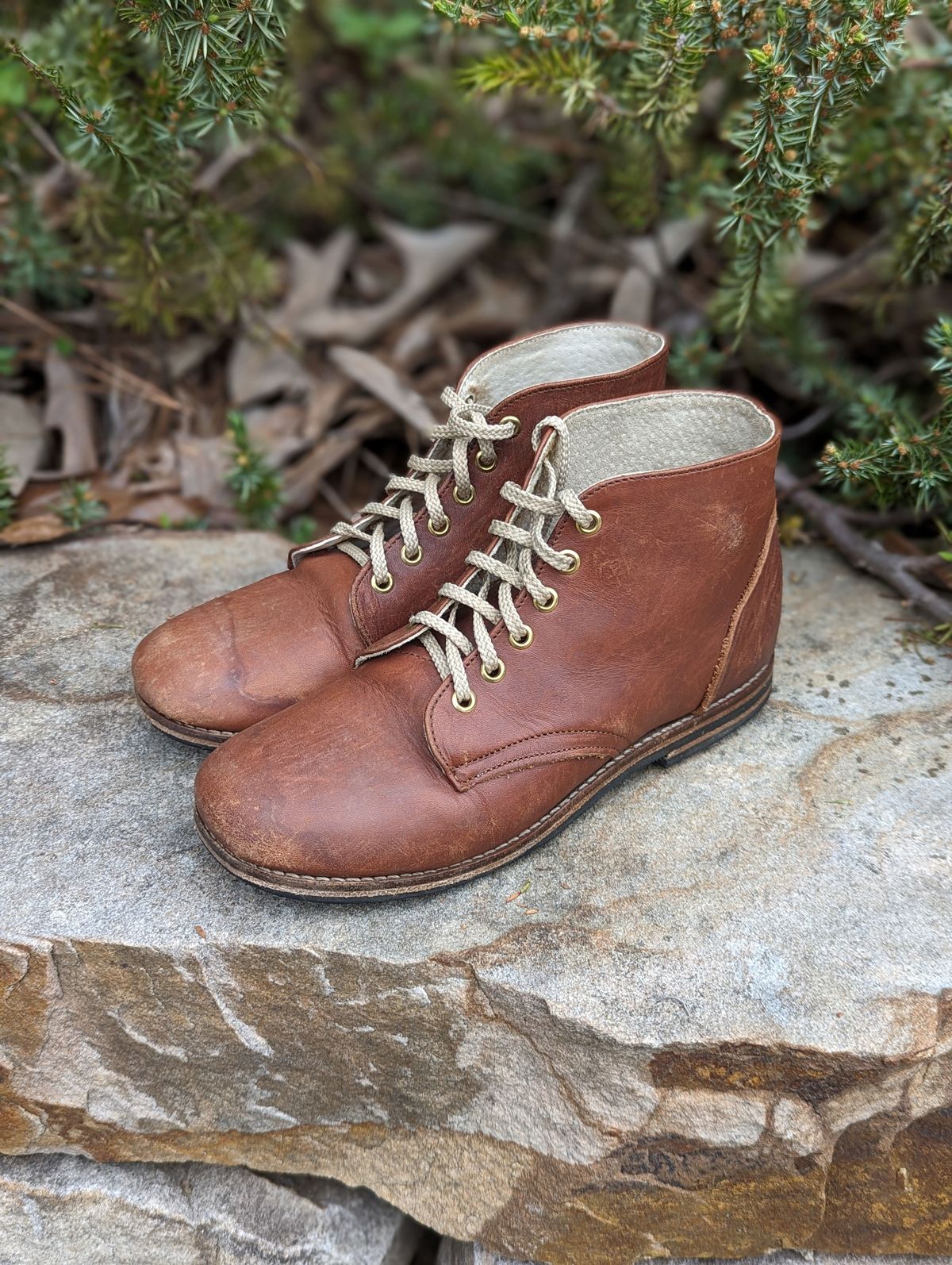 Photo by polishengineering on April 5, 2024 of the Nicks x Zimmerman Kids Work Boots in Seidel 1964 Brown.