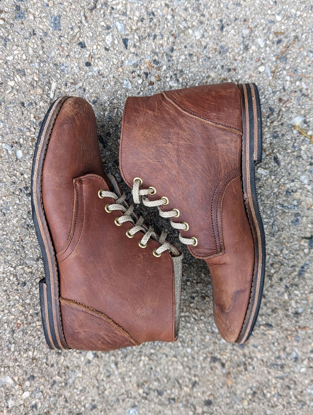 Photo by polishengineering on April 5, 2024 of the Nicks x Zimmerman Kids Work Boots in Seidel 1964 Brown.