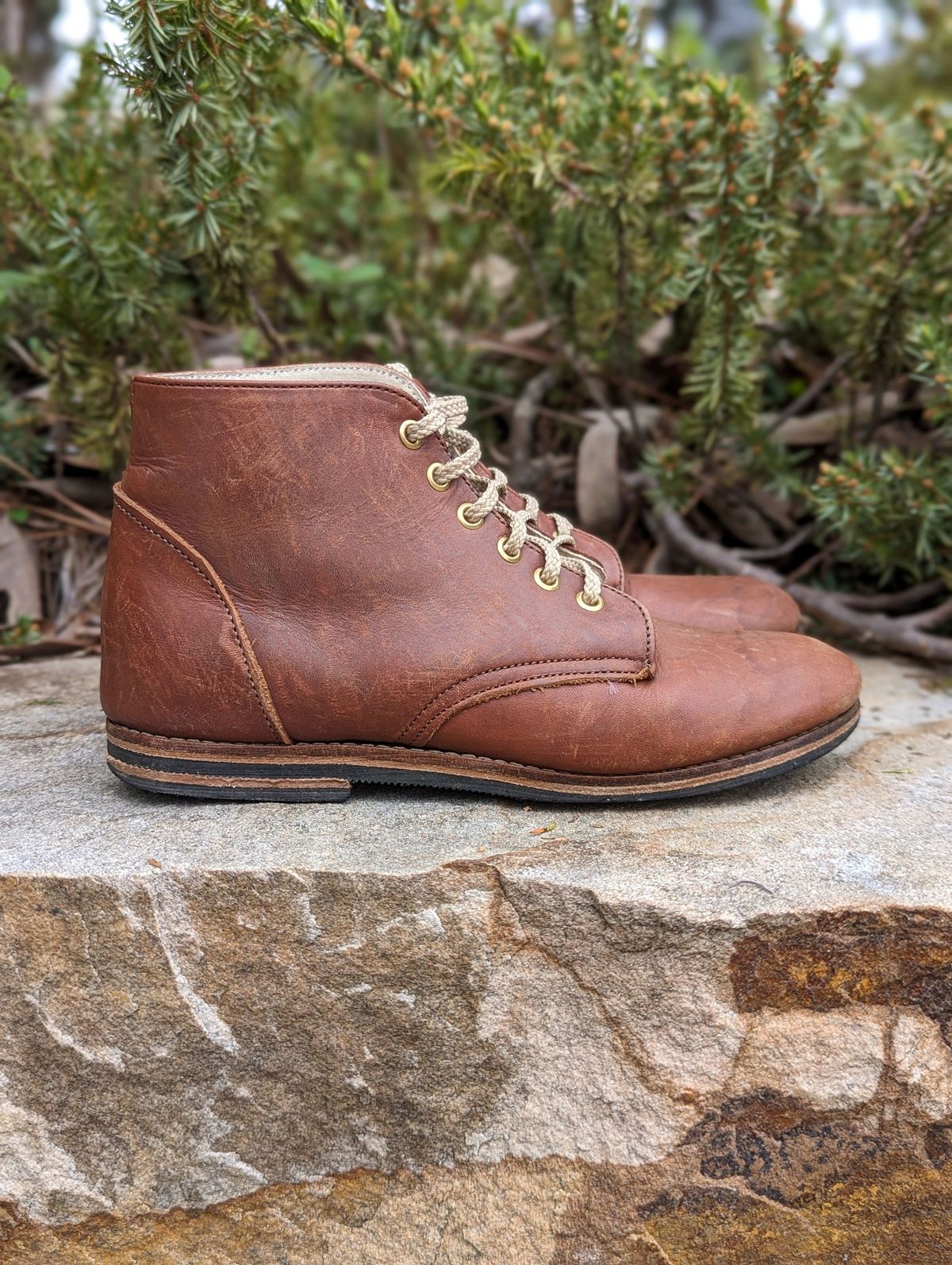 Photo by polishengineering on April 5, 2024 of the Nicks x Zimmerman Kids Work Boots in Seidel 1964 Brown.