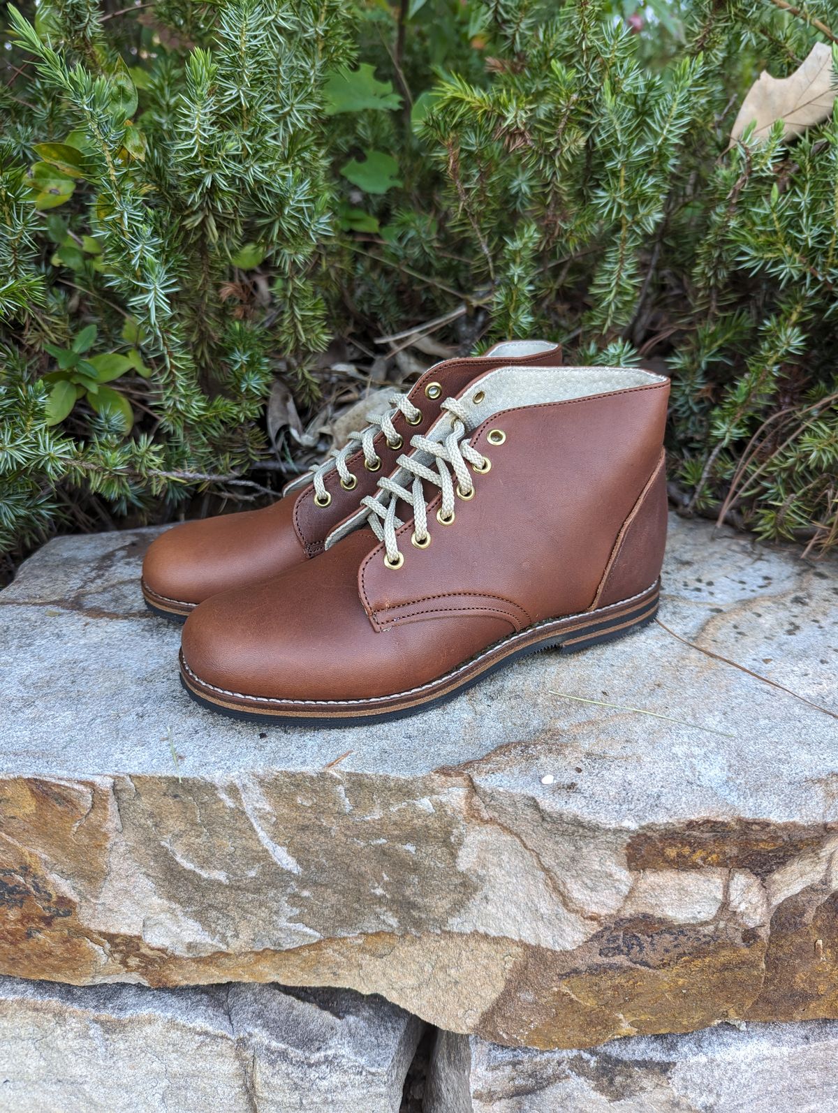 Photo by polishengineering on September 23, 2023 of the Nicks x Zimmerman Kids Work Boots in Seidel 1964 Brown.