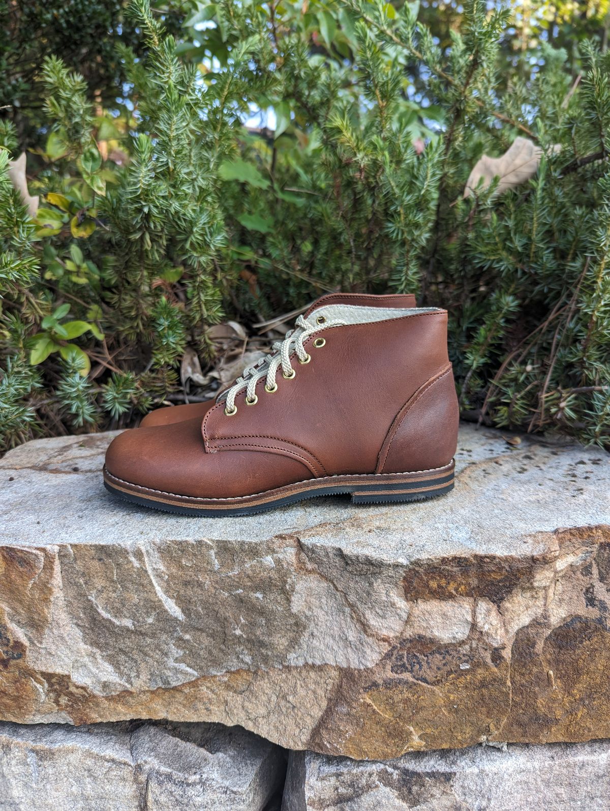 Photo by polishengineering on October 1, 2023 of the Nicks x Zimmerman Kids Work Boots in Seidel 1964 Brown.