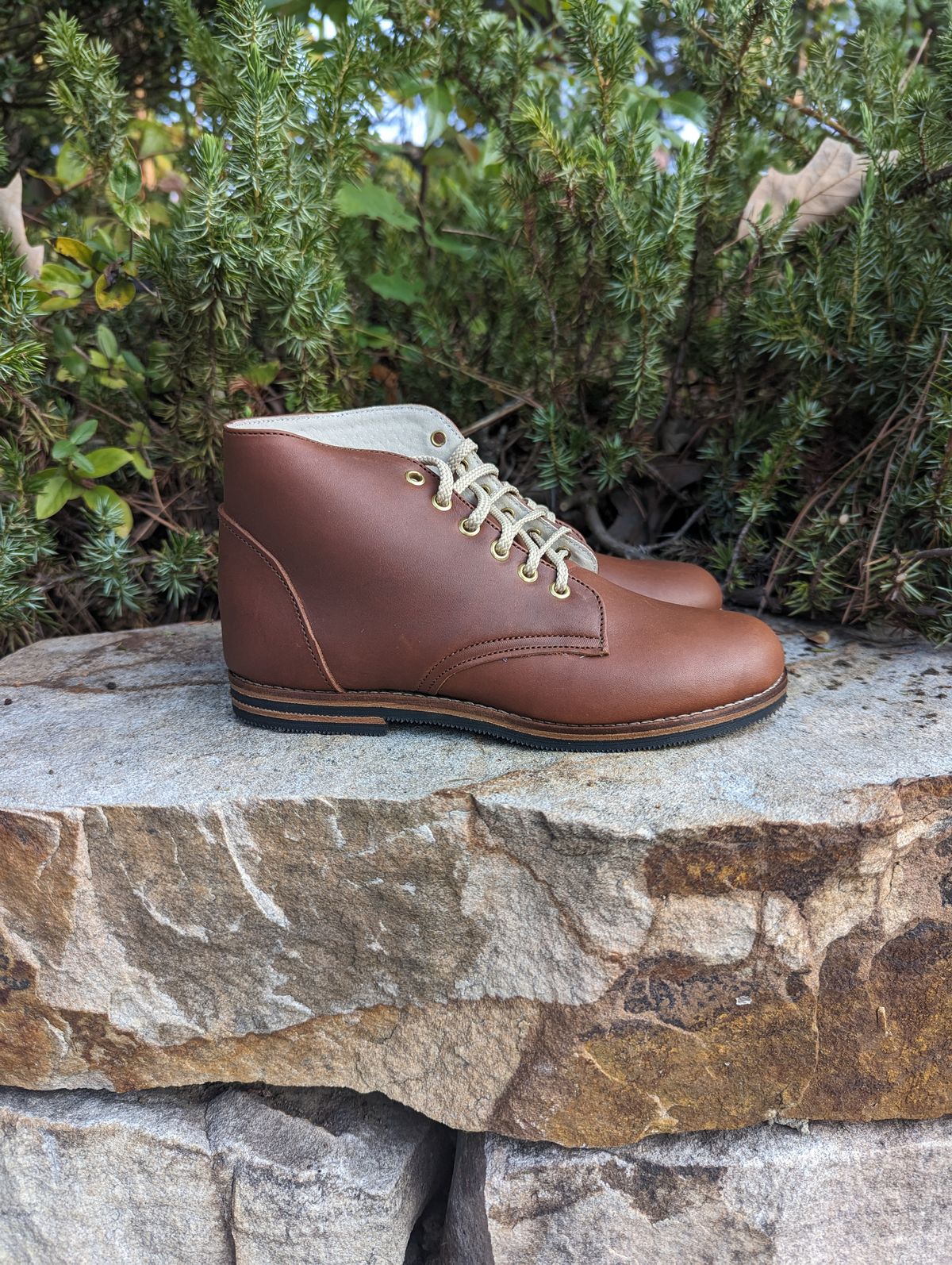 Photo by polishengineering on October 1, 2023 of the Nicks x Zimmerman Kids Work Boots in Seidel 1964 Brown.