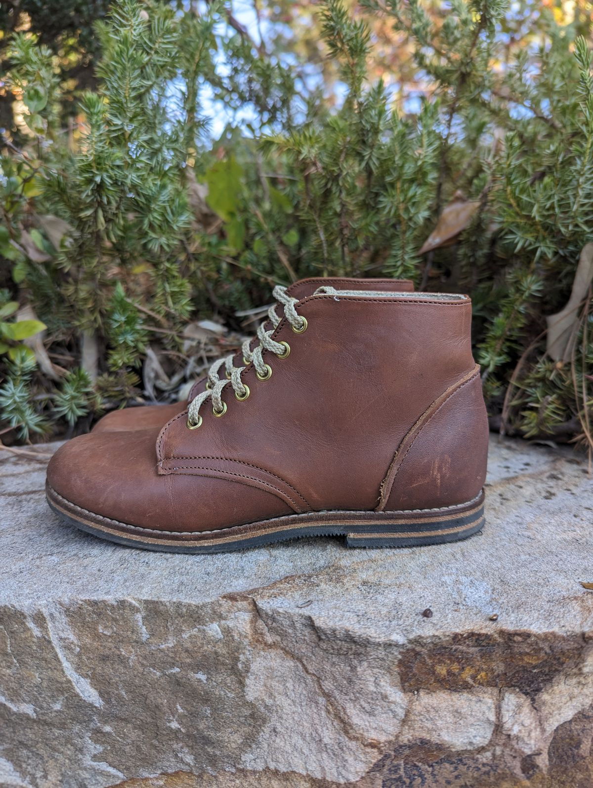 Photo by polishengineering on November 4, 2023 of the Nicks x Zimmerman Kids Work Boots in Seidel 1964 Brown.
