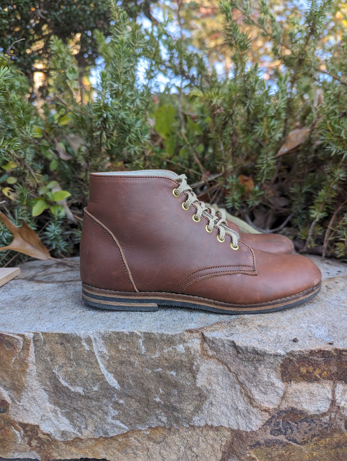 Photo by polishengineering on November 4, 2023 of the Nicks x Zimmerman Kids Work Boots in Seidel 1964 Brown.