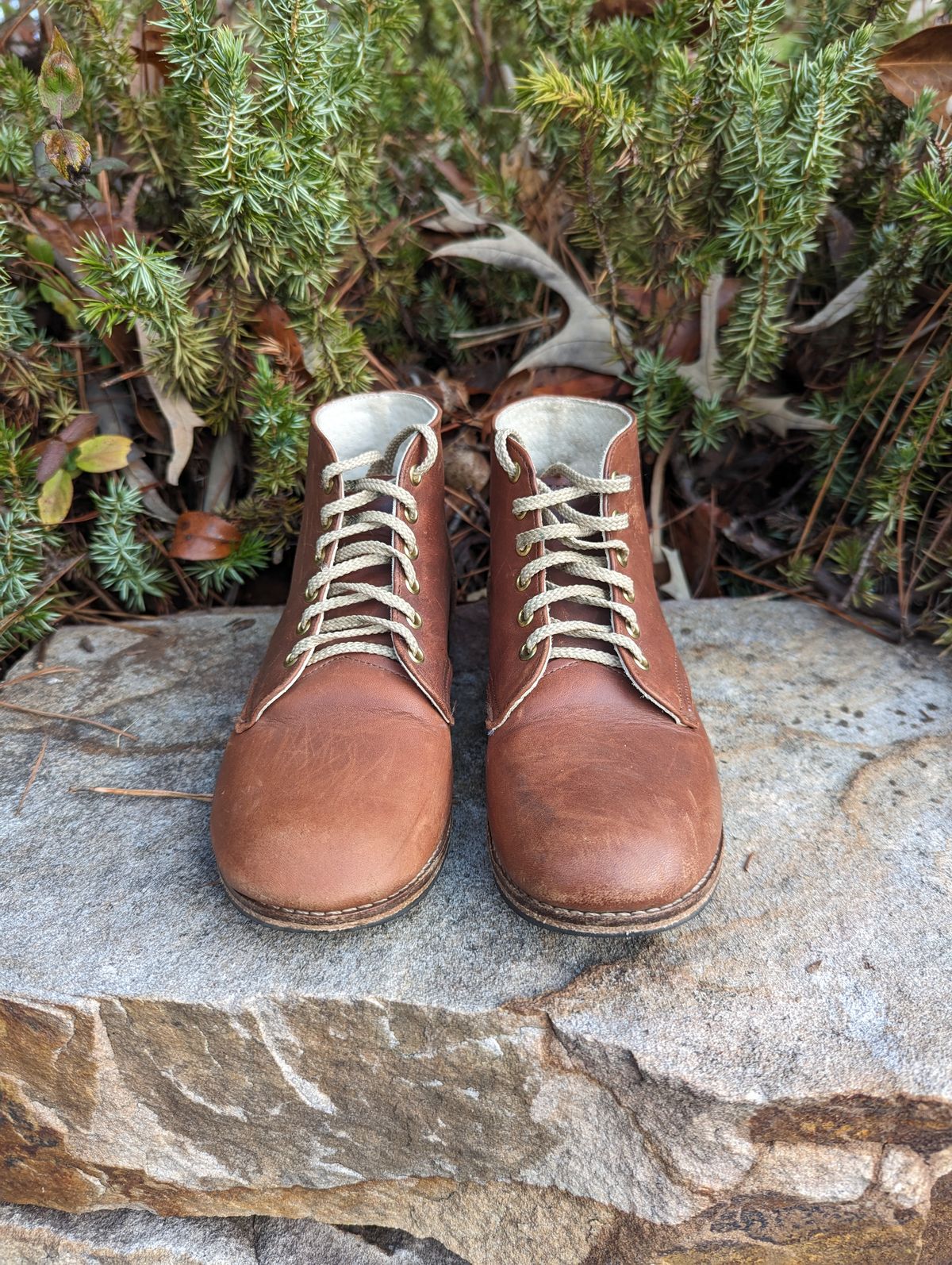 Photo by polishengineering on December 4, 2023 of the Nicks x Zimmerman Kids Work Boots in Seidel 1964 Brown.