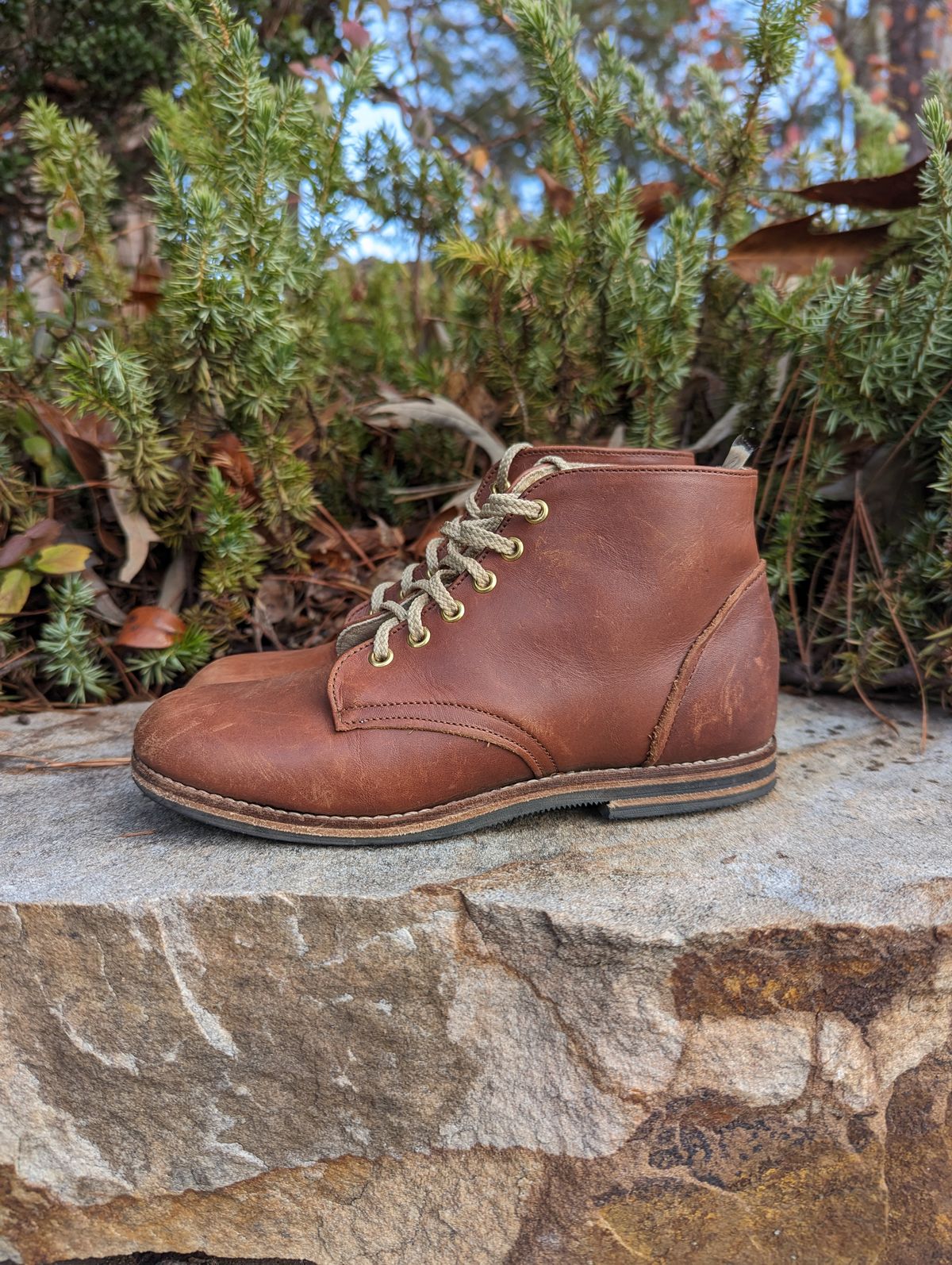Photo by polishengineering on December 4, 2023 of the Nicks x Zimmerman Kids Work Boots in Seidel 1964 Brown.