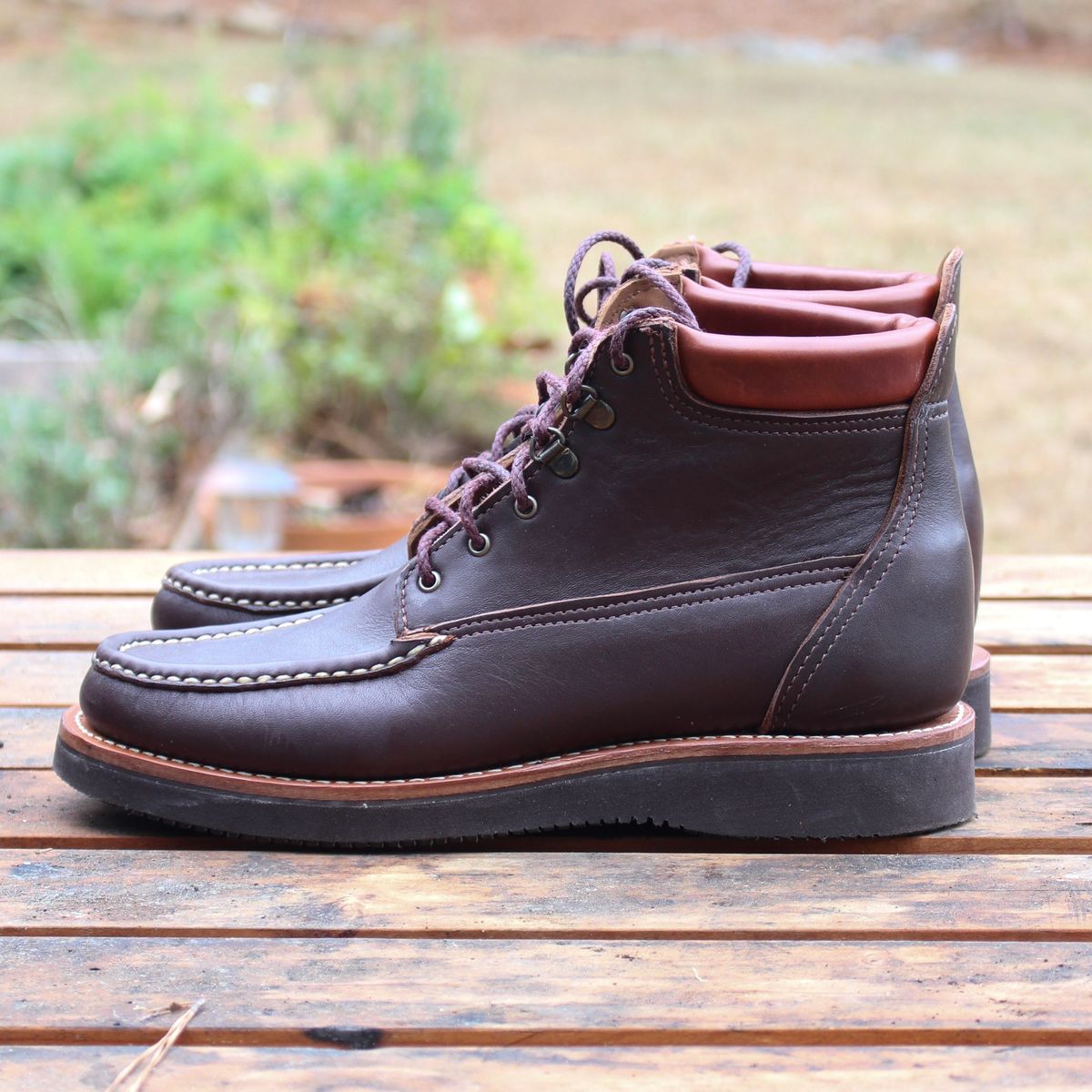 Photo by polishengineering on December 4, 2025 of the Russell Moccasin Co. Premier Chukka in Chocolate.