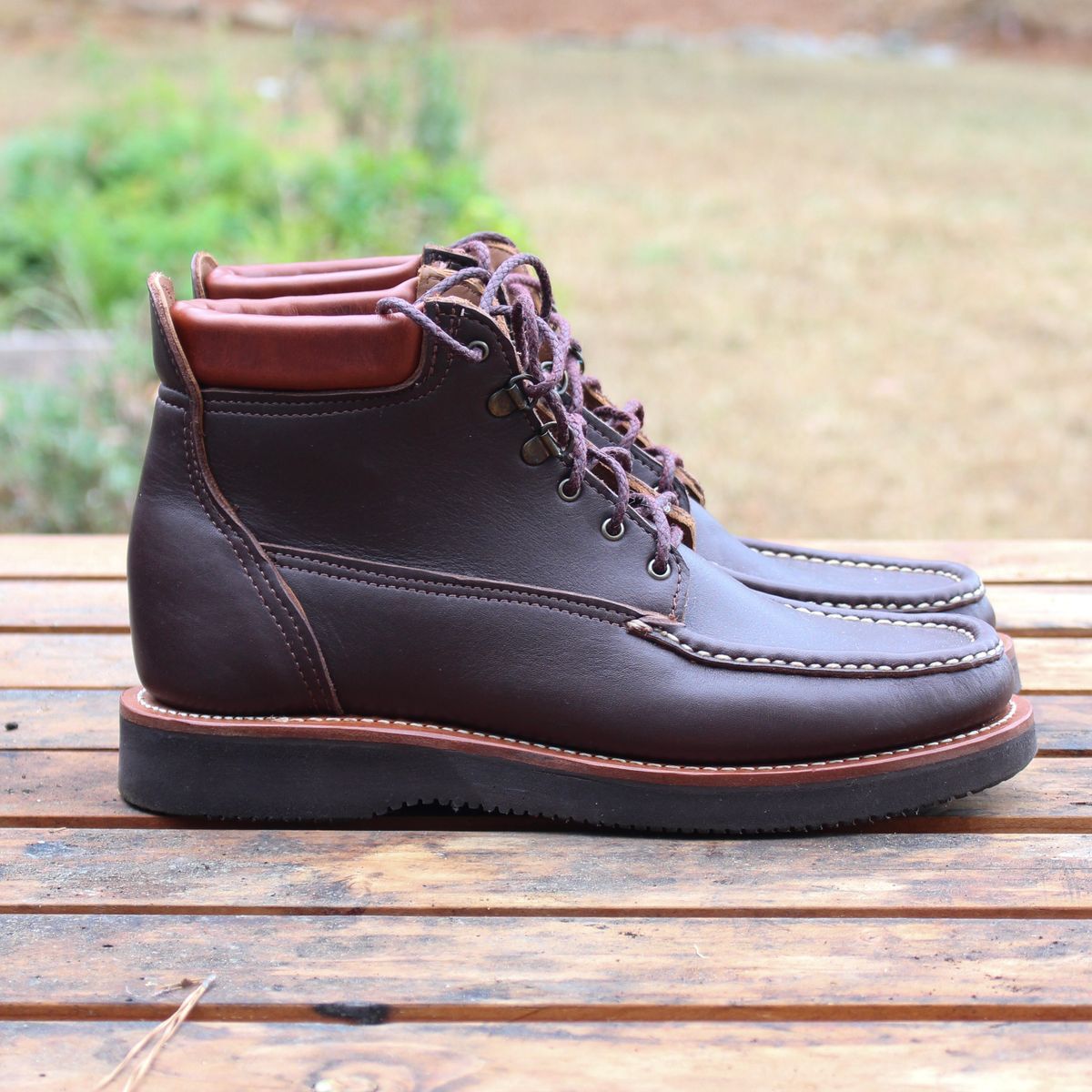 Photo by polishengineering on December 4, 2025 of the Russell Moccasin Co. Premier Chukka in Chocolate.