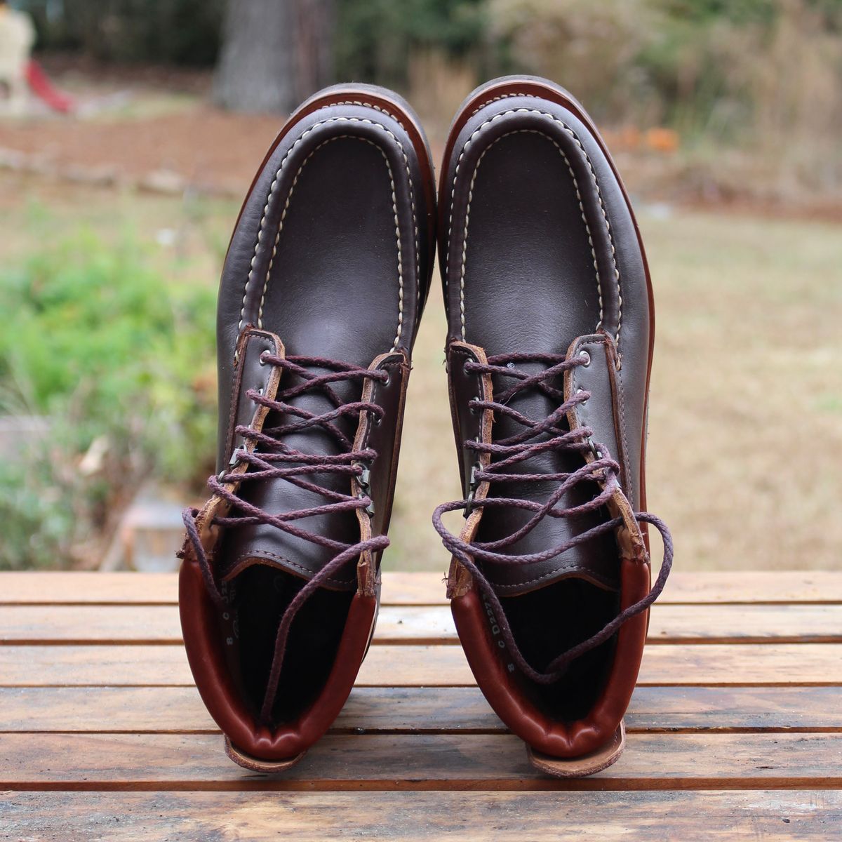 Photo by polishengineering on December 4, 2025 of the Russell Moccasin Co. Premier Chukka in Chocolate.