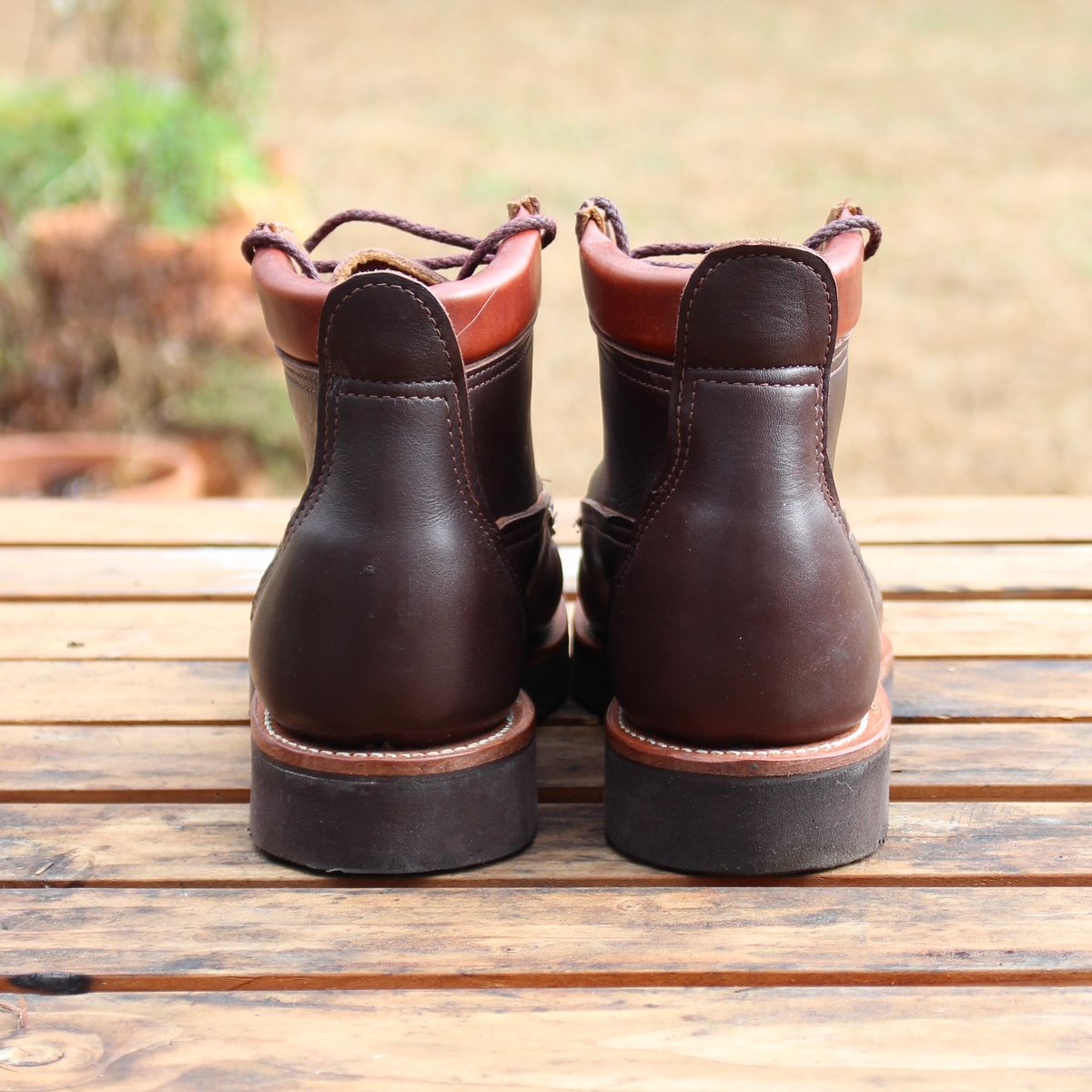Photo by polishengineering on January 3, 2026 of the Russell Moccasin Co. Premier Chukka in Chocolate.