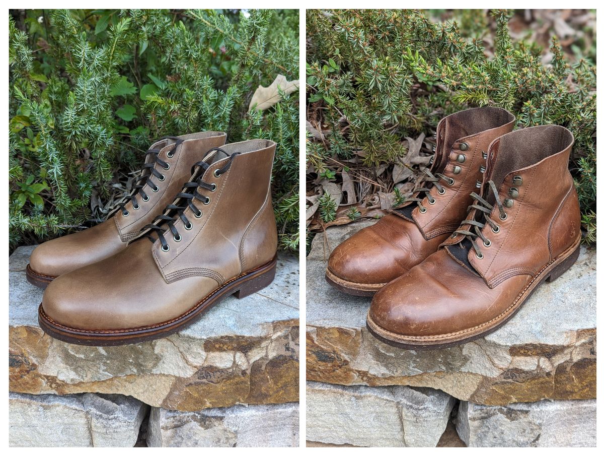 Photo by polishengineering on April 3, 2024 of the Oak Street Bootmakers Field Boot in Horween Natural Chromexcel.