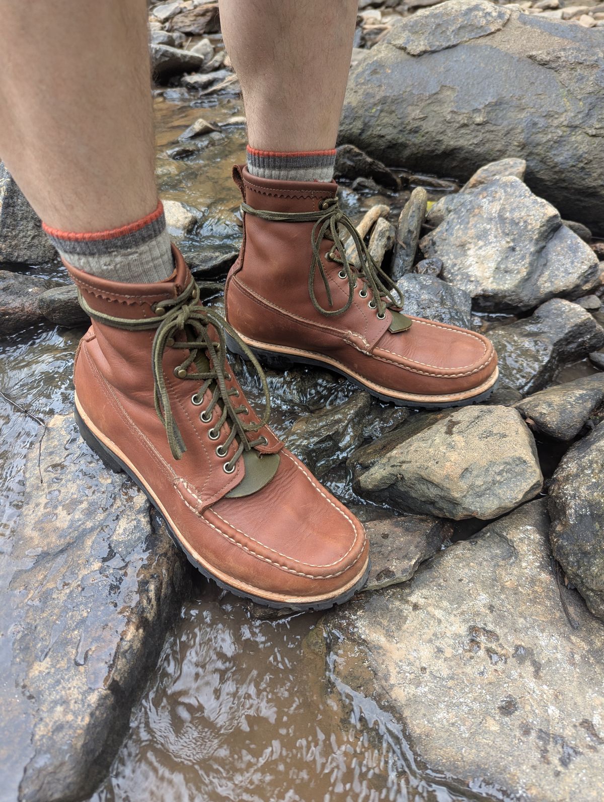 Photo by polishengineering on June 15, 2025 of the Russell Moccasin Co. Backcountry in Full-Grain Timberjack.