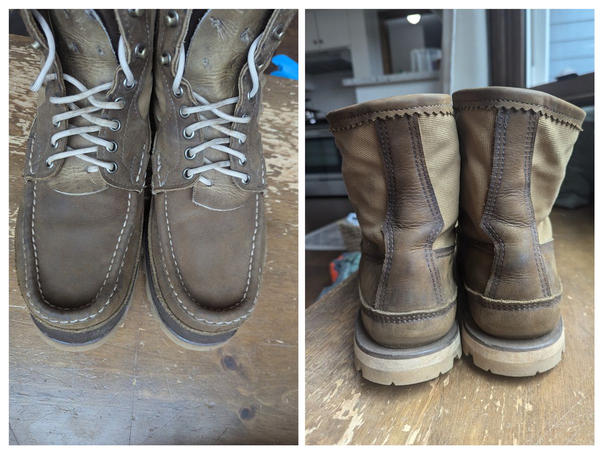 Photo by polishengineering on December 10, 2024 of the Russell Moccasin Co. Professional Hunter in Horween Bronze Chamois.