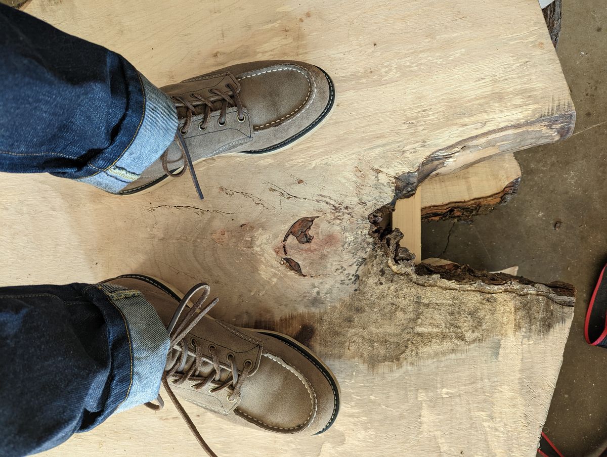 Photo by polishengineering on November 3, 2022 of the Red Wing 6-Inch Classic Moc in S.B. Foot Slate Muleskinner.