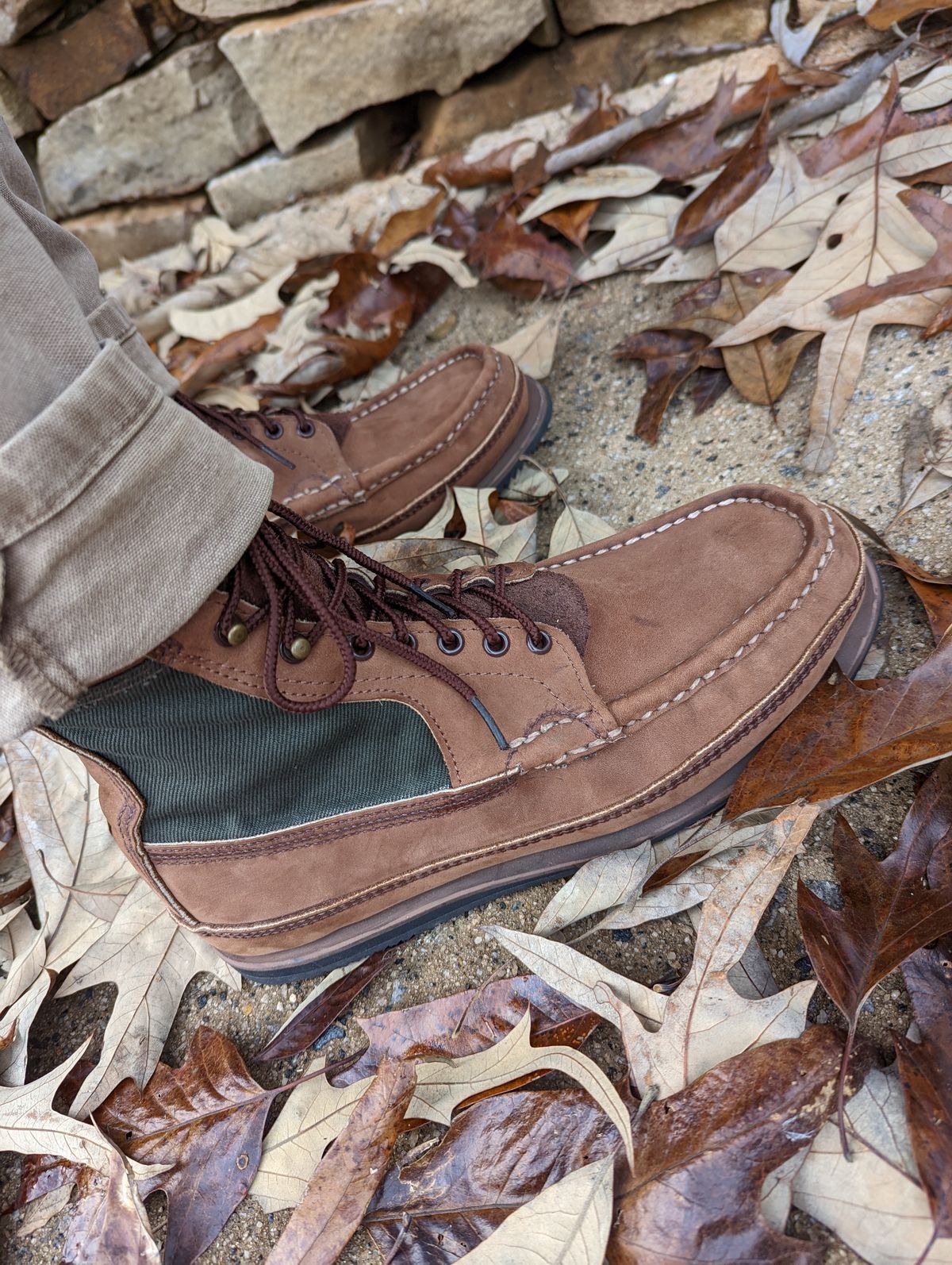 Photo by polishengineering on December 10, 2022 of the Russell Moccasin Co. Joe's PH in Horween Rust Chamois.