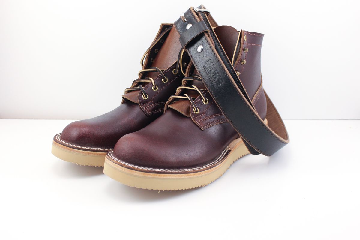 Photo by polishengineering on October 2, 2024 of the Nicks Lace Up Heritage in Horween Tan Waxed Flesh.