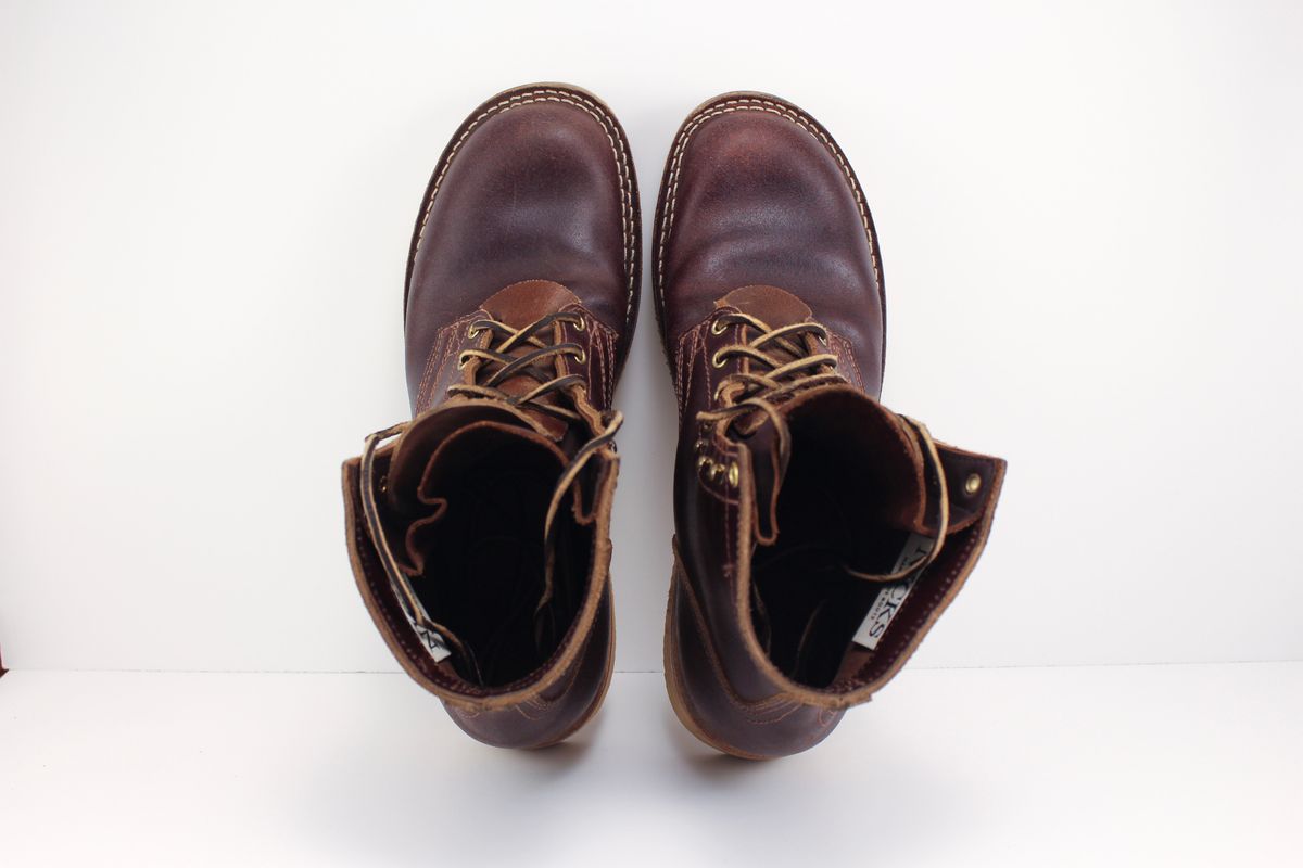 Photo by polishengineering on November 4, 2024 of the Nicks Lace Up Heritage in Horween Tan Waxed Flesh.