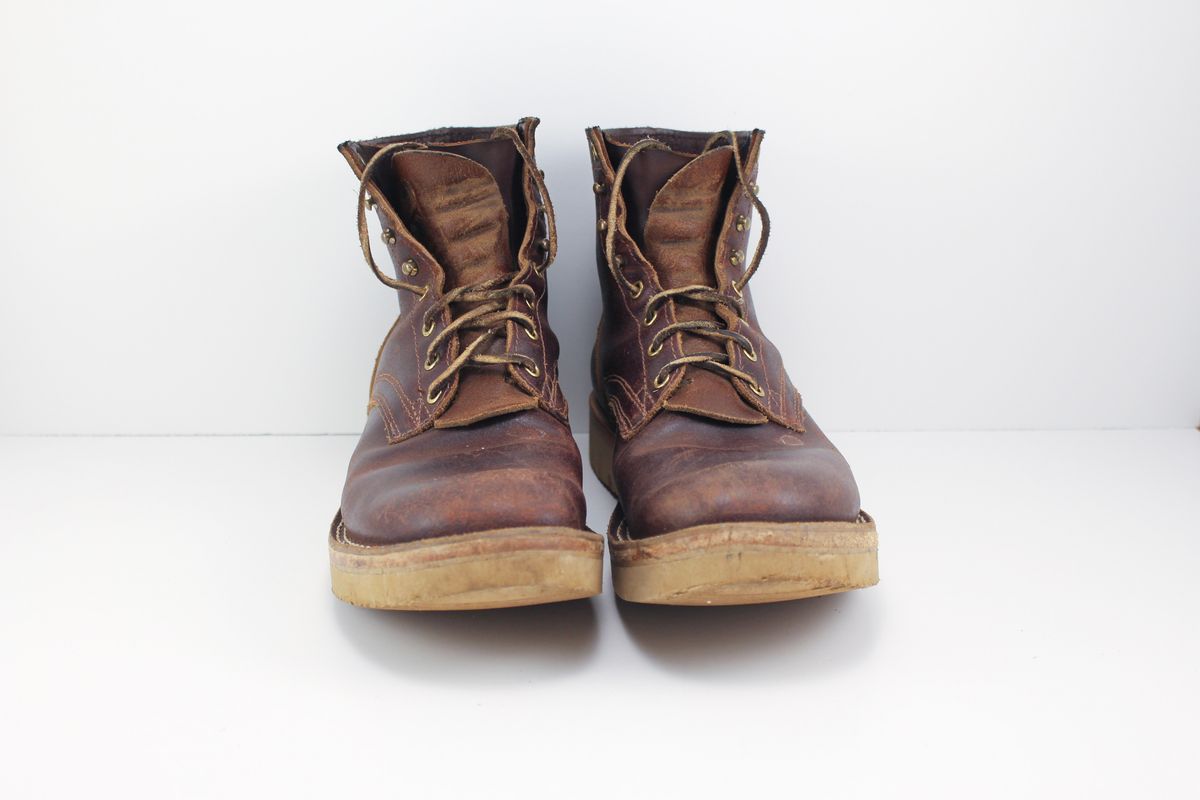 Photo by polishengineering on December 3, 2024 of the Nicks Lace Up Heritage in Horween Tan Waxed Flesh.