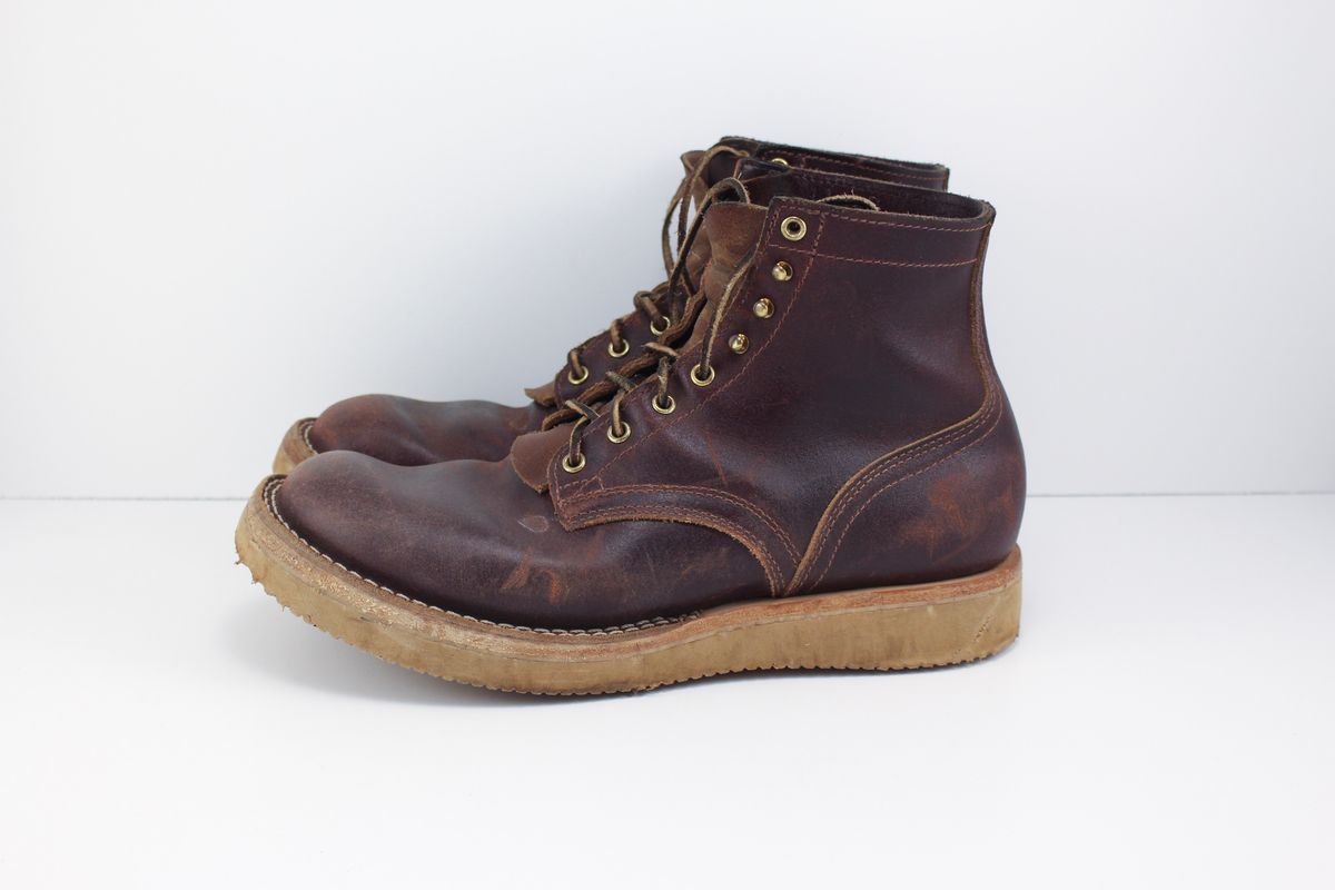 Photo by polishengineering on December 3, 2024 of the Nicks Lace Up Heritage in Horween Tan Waxed Flesh.
