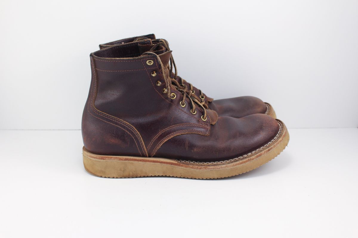 Photo by polishengineering on December 3, 2024 of the Nicks Lace Up Heritage in Horween Tan Waxed Flesh.