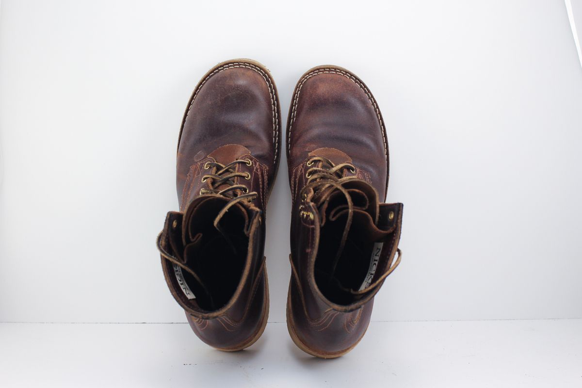 Photo by polishengineering on December 3, 2024 of the Nicks Lace Up Heritage in Horween Tan Waxed Flesh.