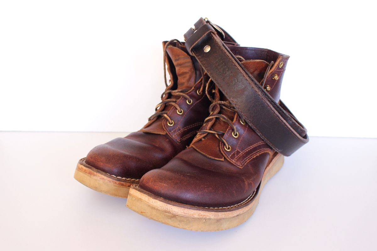 Photo by polishengineering on February 3, 2025 of the Nicks Lace Up Heritage in Horween Tan Waxed Flesh.
