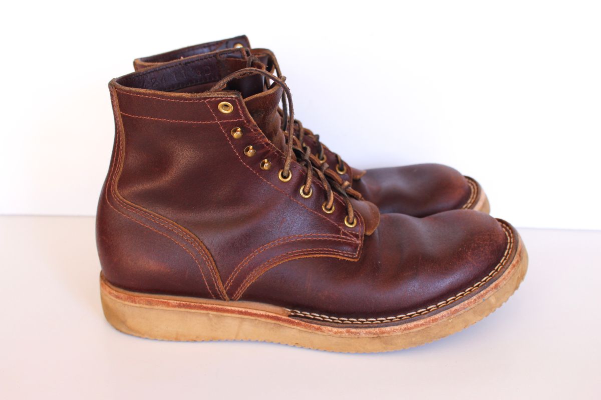 Photo by polishengineering on February 3, 2025 of the Nicks Lace Up Heritage in Horween Tan Waxed Flesh.
