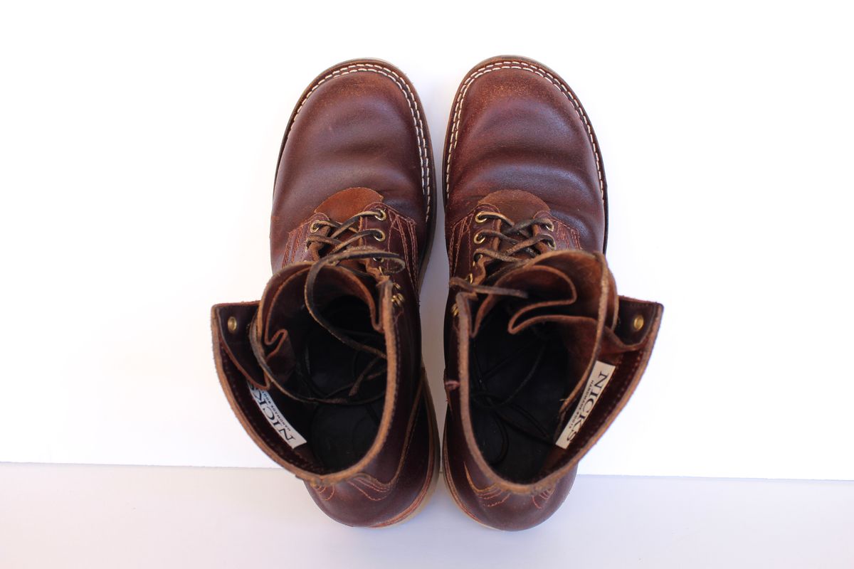 Photo by polishengineering on February 3, 2025 of the Nicks Lace Up Heritage in Horween Tan Waxed Flesh.