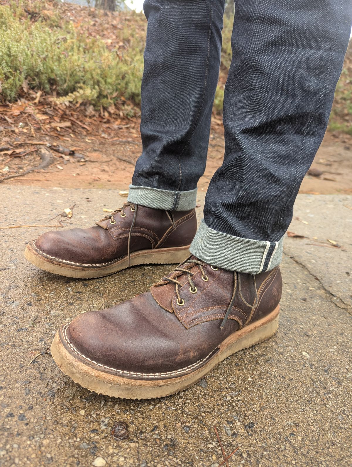 Photo by polishengineering on February 11, 2025 of the Nicks Lace Up Heritage in Horween Tan Waxed Flesh.
