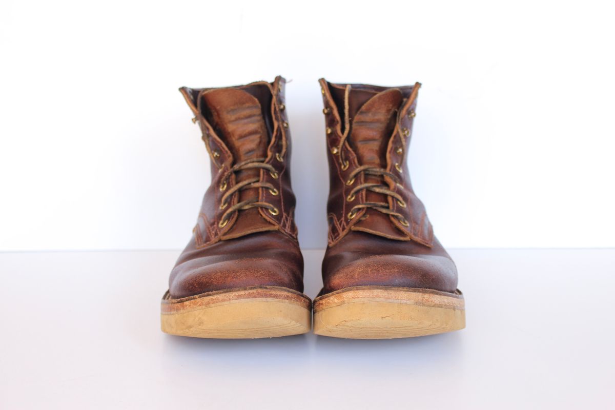 Photo by polishengineering on March 2, 2025 of the Nicks Lace Up Heritage in Horween Tan Waxed Flesh.