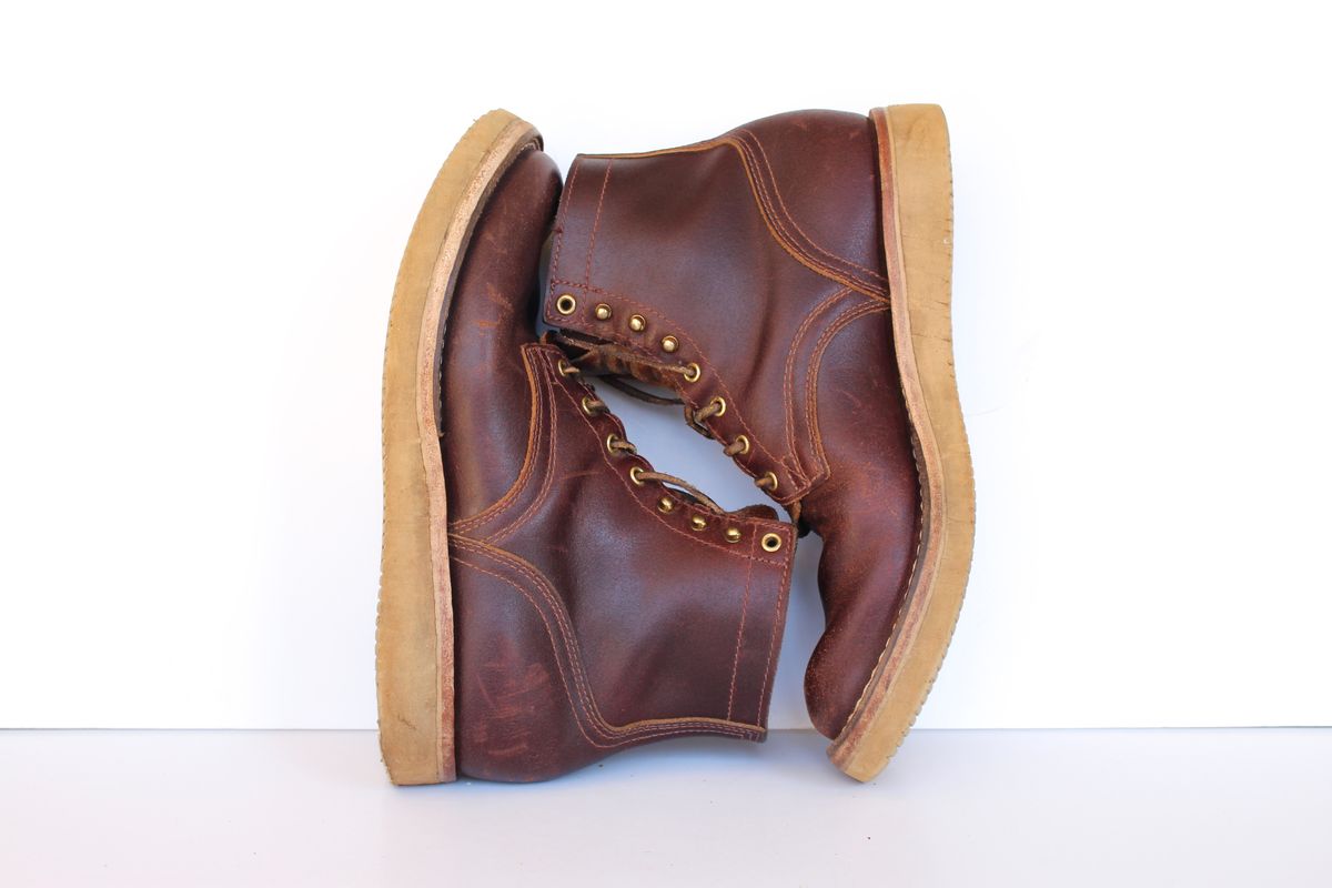 Photo by polishengineering on March 2, 2025 of the Nicks Lace Up Heritage in Horween Tan Waxed Flesh.