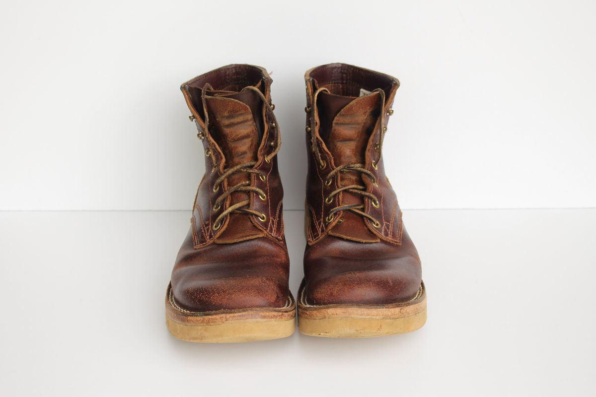 Photo by polishengineering on April 2, 2025 of the Nicks Lace Up Heritage in Horween Tan Waxed Flesh.