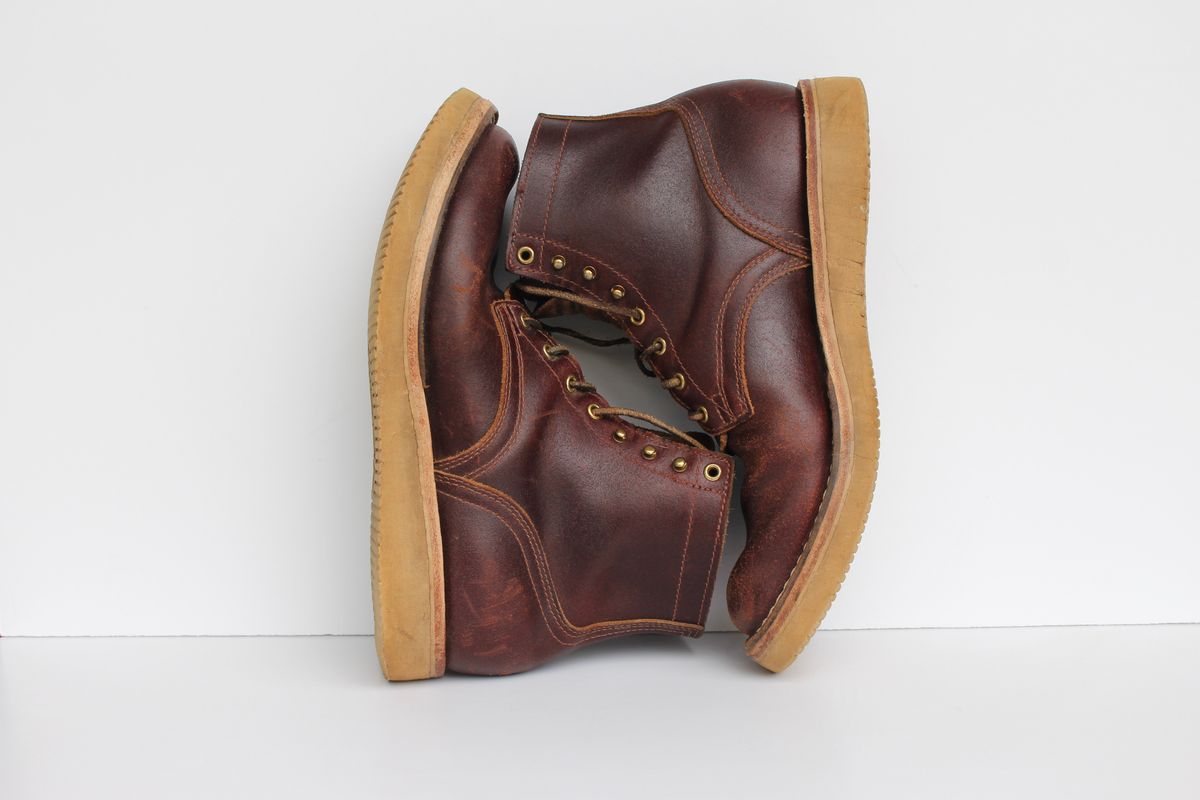 Photo by polishengineering on April 2, 2025 of the Nicks Lace Up Heritage in Horween Tan Waxed Flesh.
