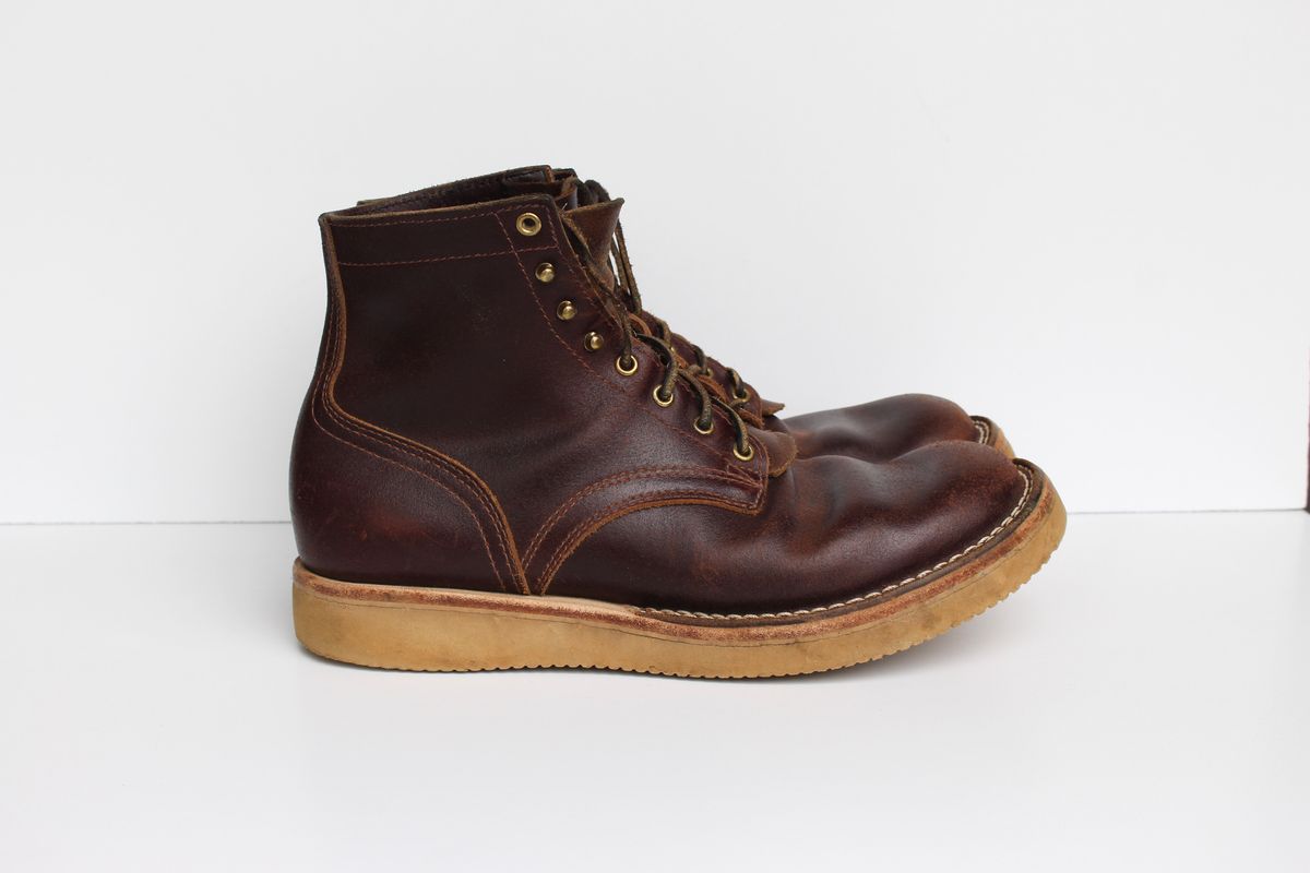 Photo by polishengineering on April 2, 2025 of the Nicks Lace Up Heritage in Horween Tan Waxed Flesh.