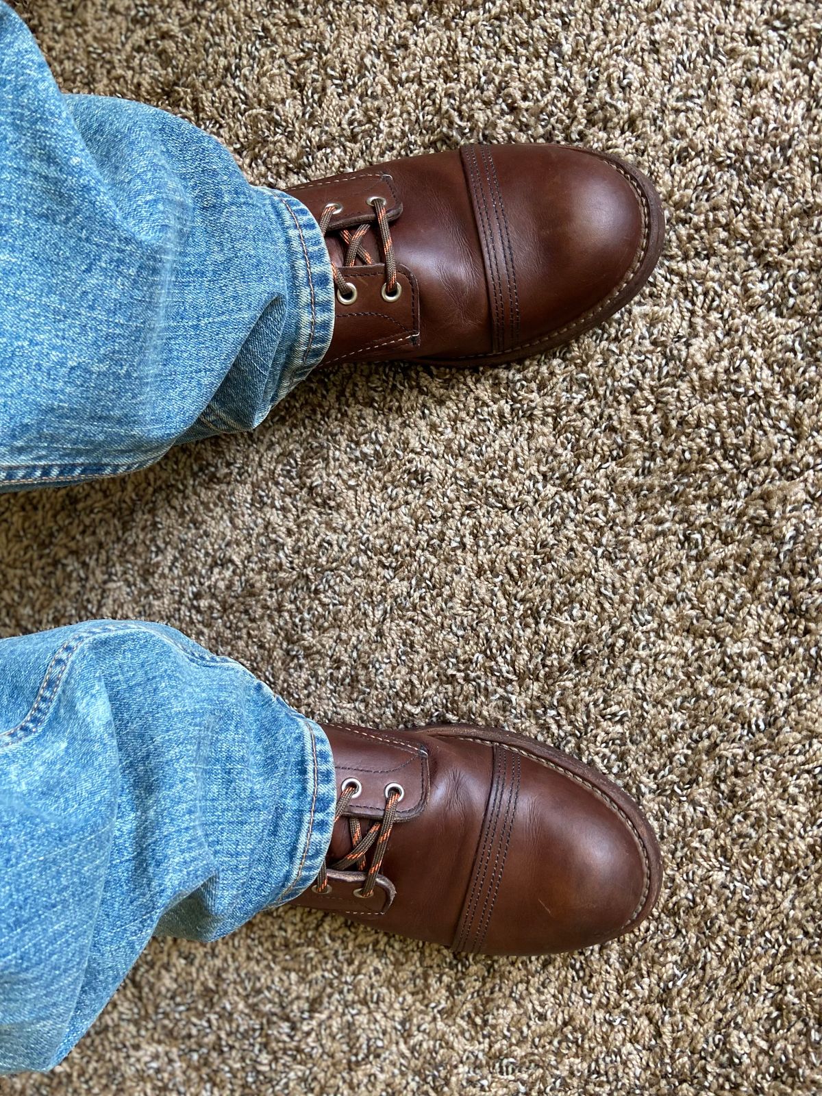 Photo by Patrick on July 23, 2023 of the Red Wing Iron Ranger in S.B. Foot Amber Harness.