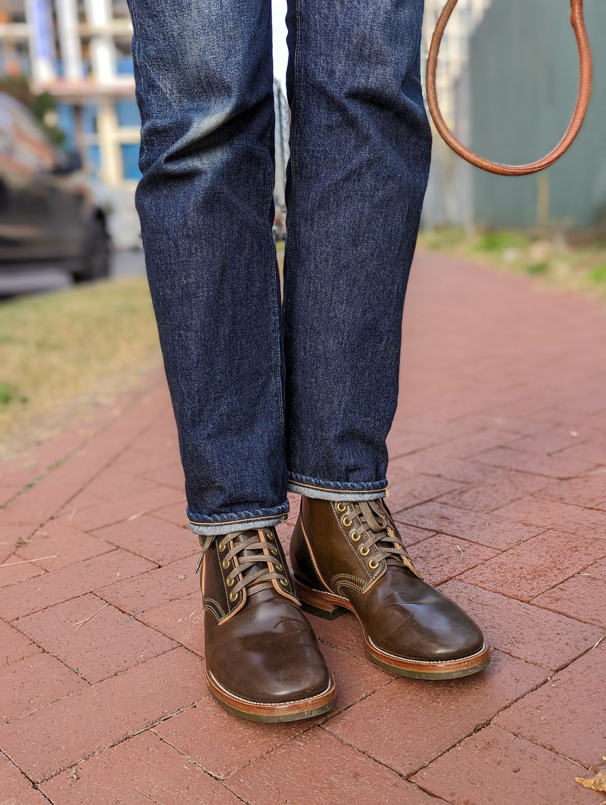 Photo by looking.down_ on December 4, 2022 of the Quan Shoemaker Unknown Model in Horween Dark Cognac Shell Cordovan.